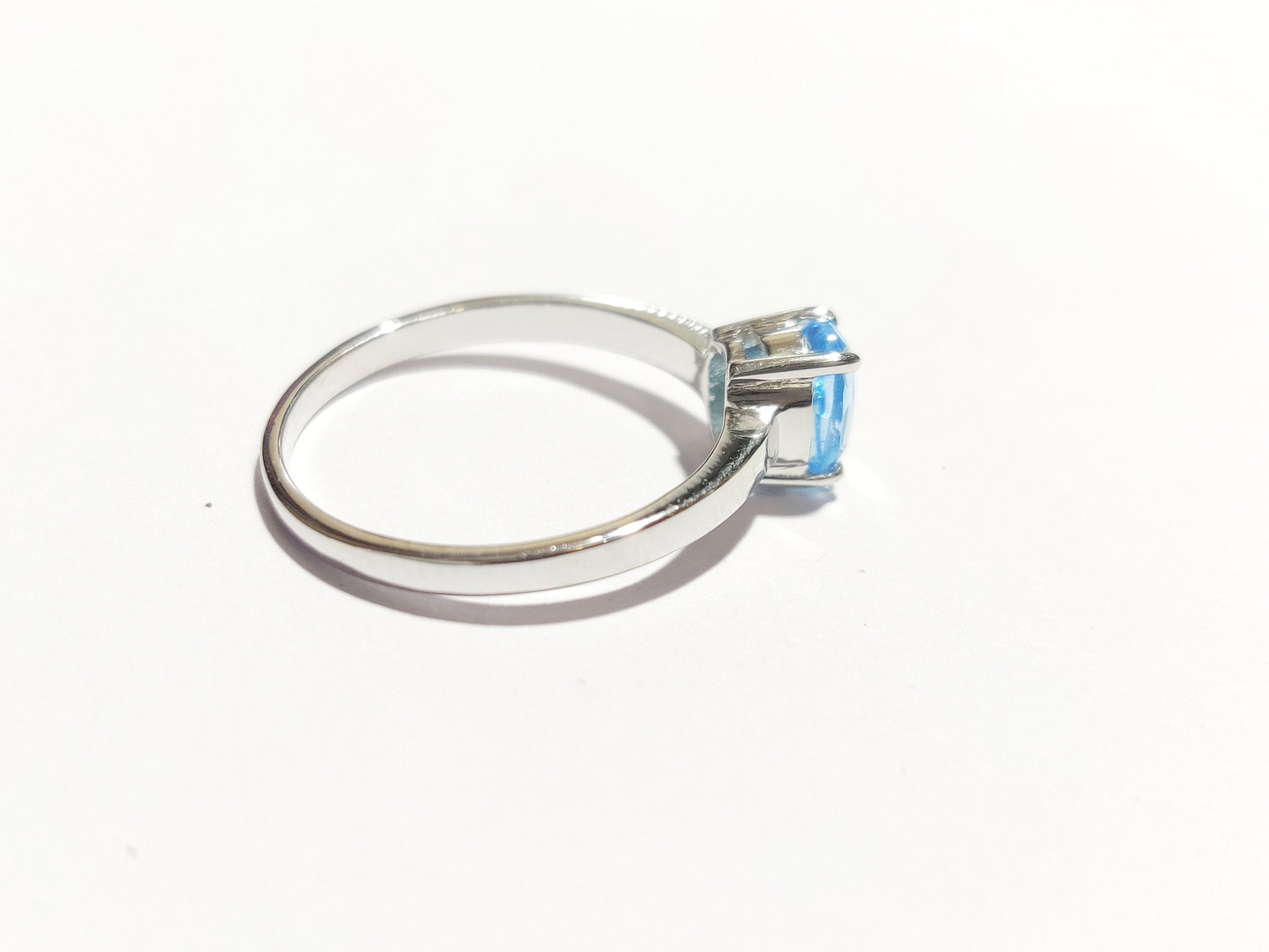 Sterling Silver Swiss Blue Topaz Ring 1.1 Ct Natural Swiss Blue Topaz Ring Minimalist Silver Ring Topaz Silver Band Blue Topaz Silver Ring