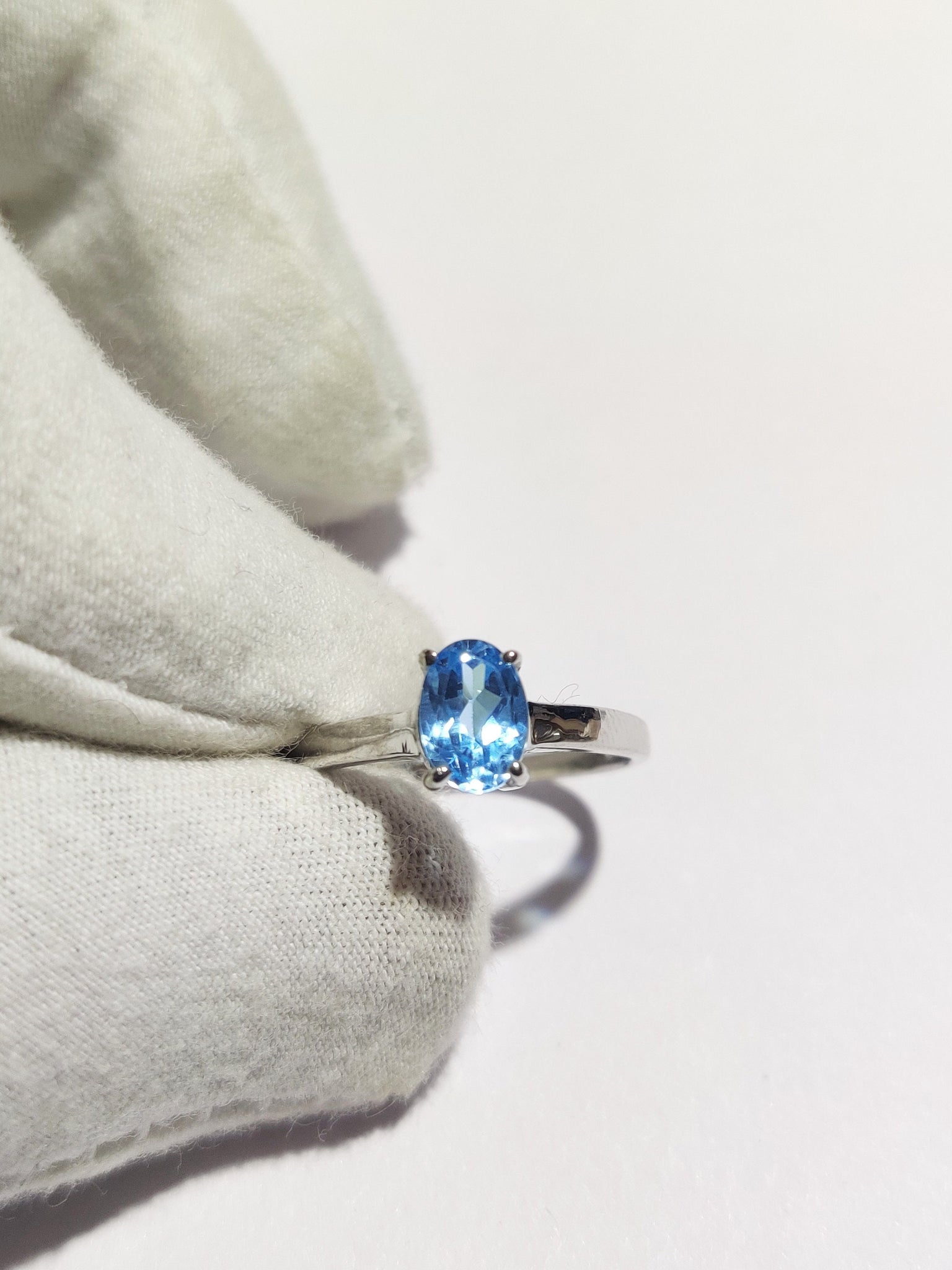 Sterling Silver Swiss Blue Topaz Ring 1.1 Ct Natural Swiss Blue Topaz Ring Minimalist Silver Ring Topaz Silver Band Blue Topaz Silver Ring