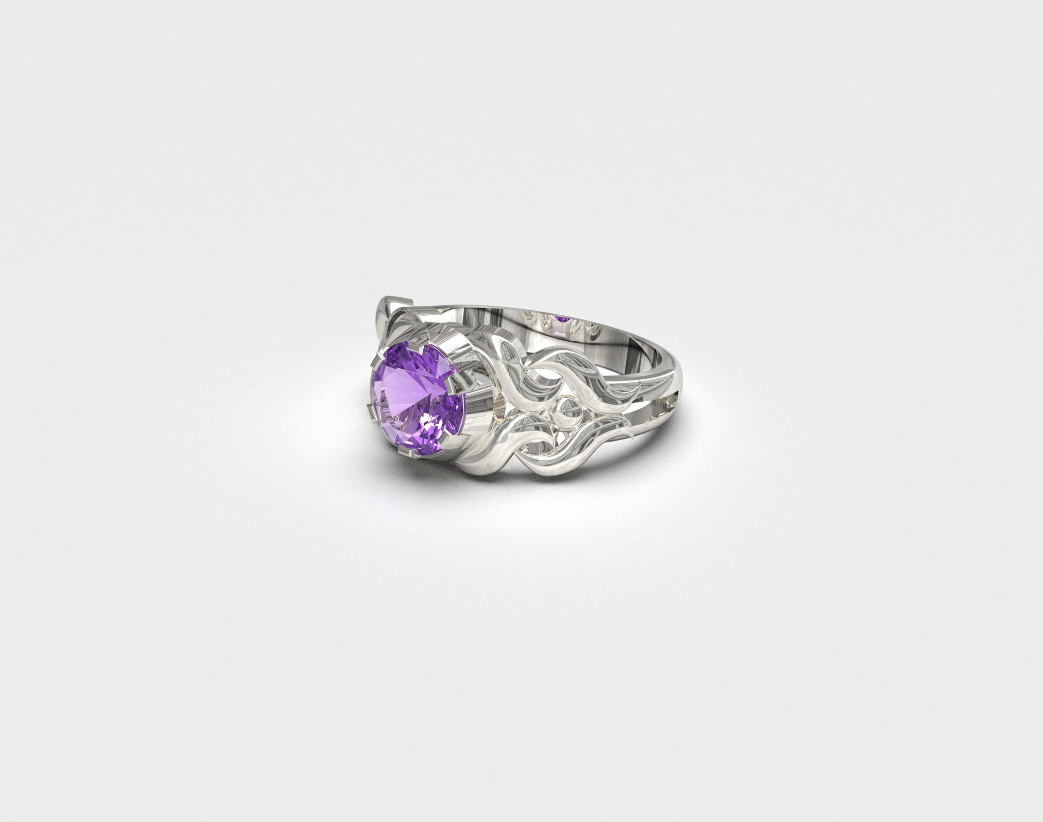 Silver Amethyst Ring 1.2 Ct Amethyst Silver Ring Unique Silver Amethyts Ring Heavy Amethyst Ring Men Anniversary Gift Men Natural Amethyst