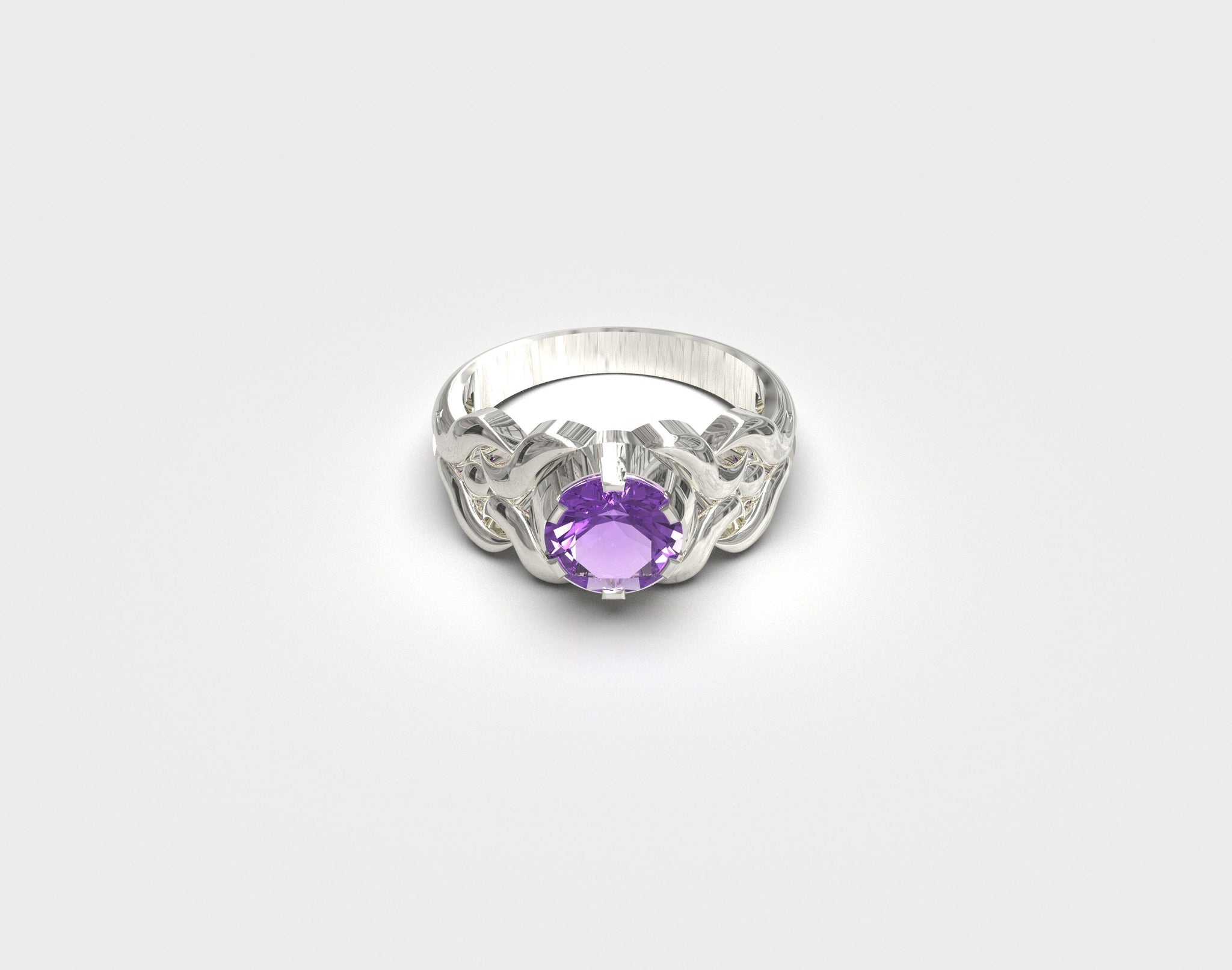 Silver Amethyst Ring 1.2 Ct Amethyst Silver Ring Unique Silver Amethyts Ring Heavy Amethyst Ring Men Anniversary Gift Men Natural Amethyst