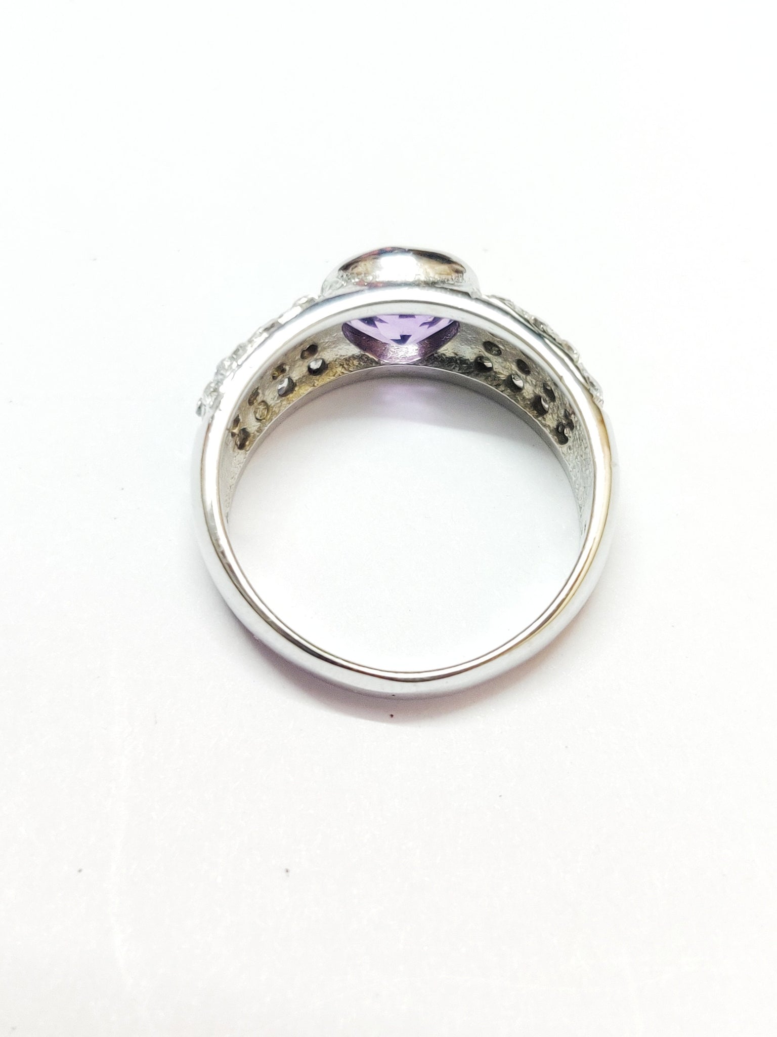 Silver Amethyst Ring Amethyst Solitaire Band Amethyst Engagement Ring February Birthstone Ring 925 Sterling Silver Amethyst Ring Men Women