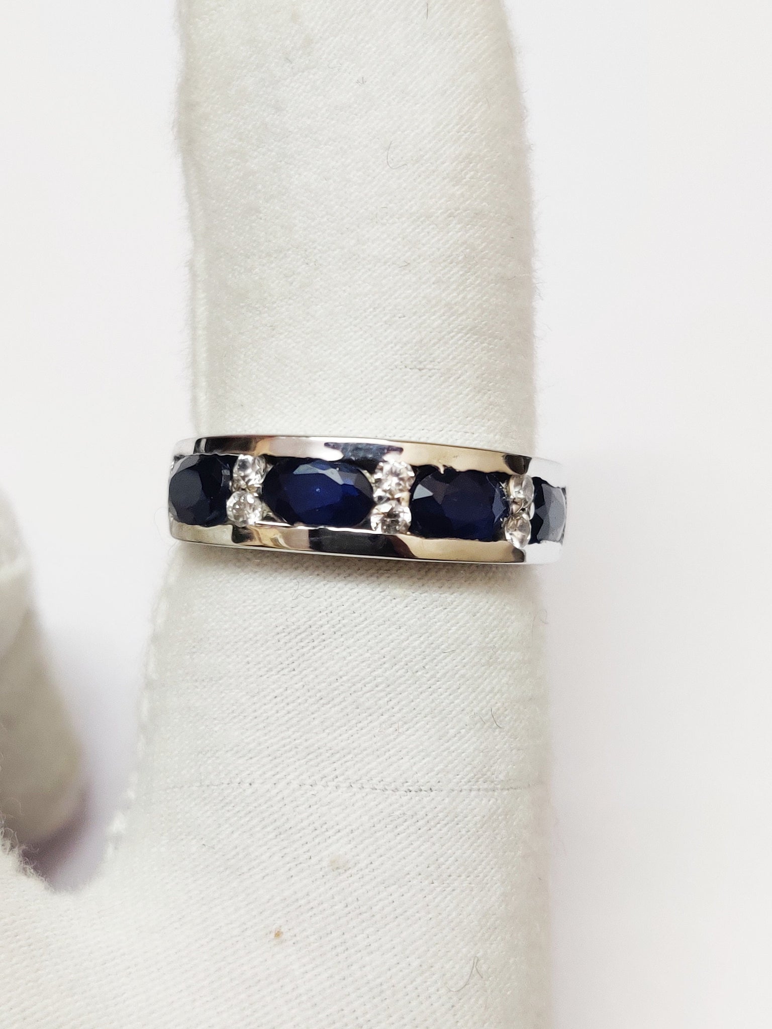 Natural Blue Sapphire Band Silver Blue Sapphire Ring High Quality 2.5 Ct Natural Blue Sapphire Ring September Birthstone Sapphire Jewelry