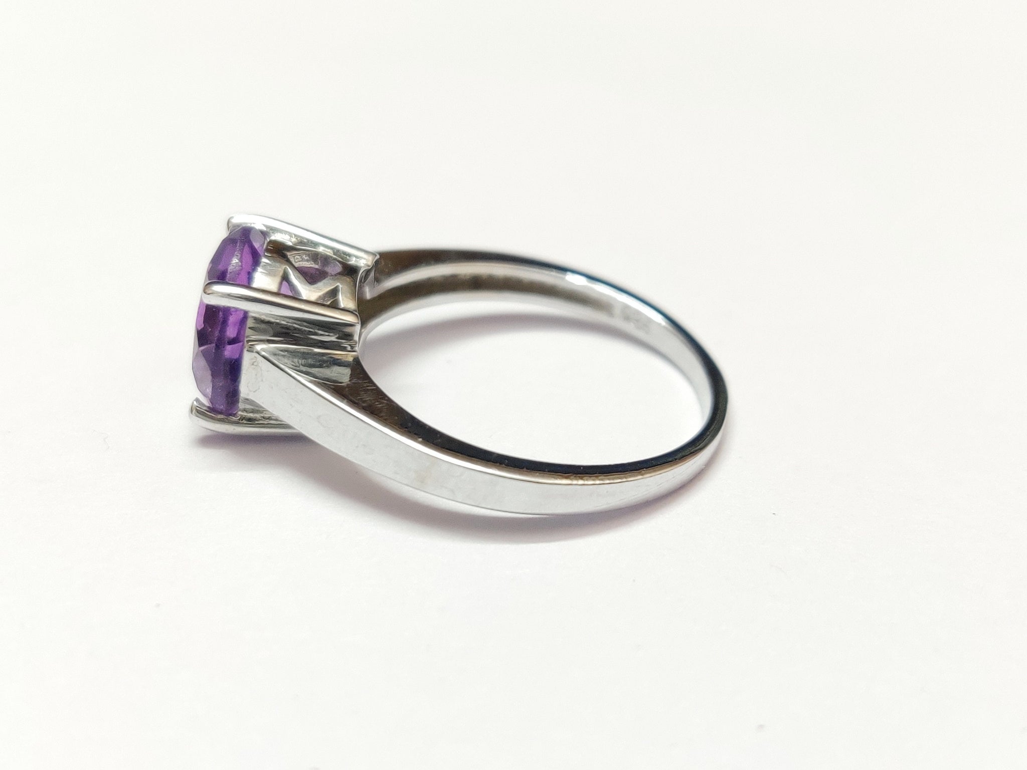 Silver Amethyst Ring High Quality 2 Ct Amethyst Ring 8 mm Round Amethyst Ring Purple Amethyst Ring February Birthstone Amethyst Jewelry