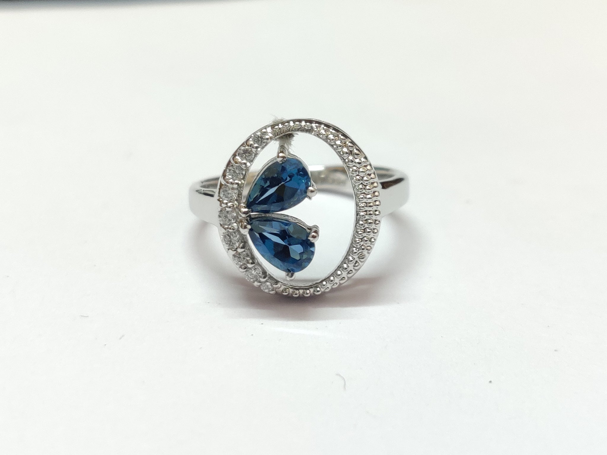 London Blue Topaz Ring Silver Blue Topaz Ring 0.6 Ct London Blue Topaz Ring Women December Birthstone Ring Vintage Style Blue Topaz Ring