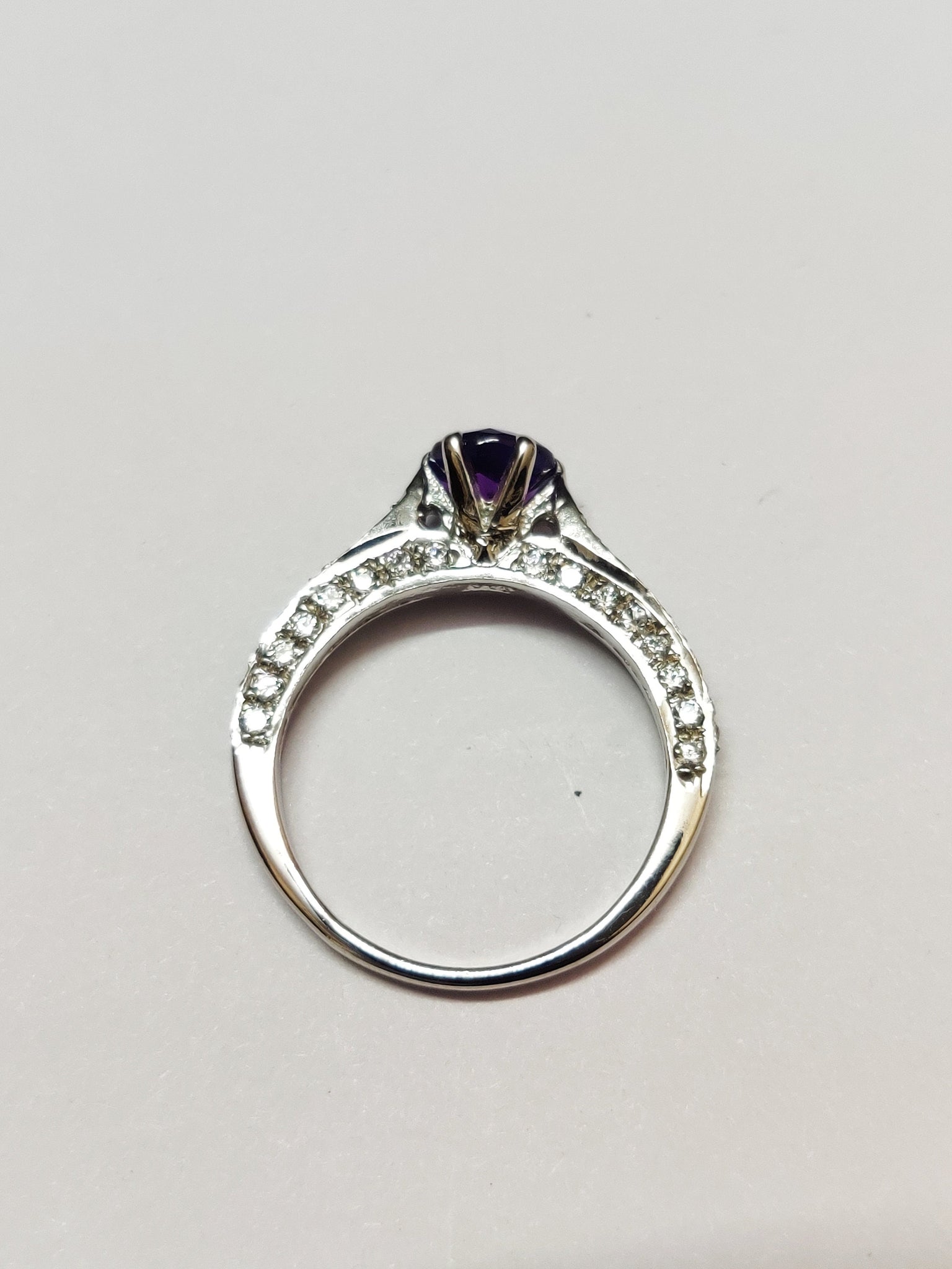 Silver Amethyst Ring 1 Ct Amethyst Engagement Ring 6 mm Round Amethyst Engagement Ring Amethyst Wedding Ring February Birthstone Ring
