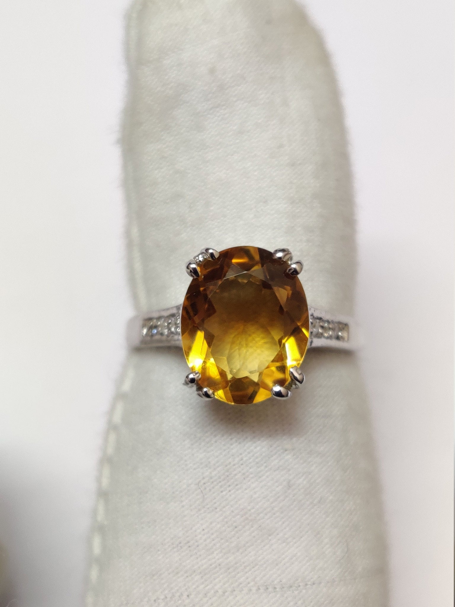 Citrine Ring Silver Citrine Ring 5.5 Ct Natural Citrine Ring 10x12 Large Citrine Ring Citrine Engagement Ring Yello Citrine Ring November