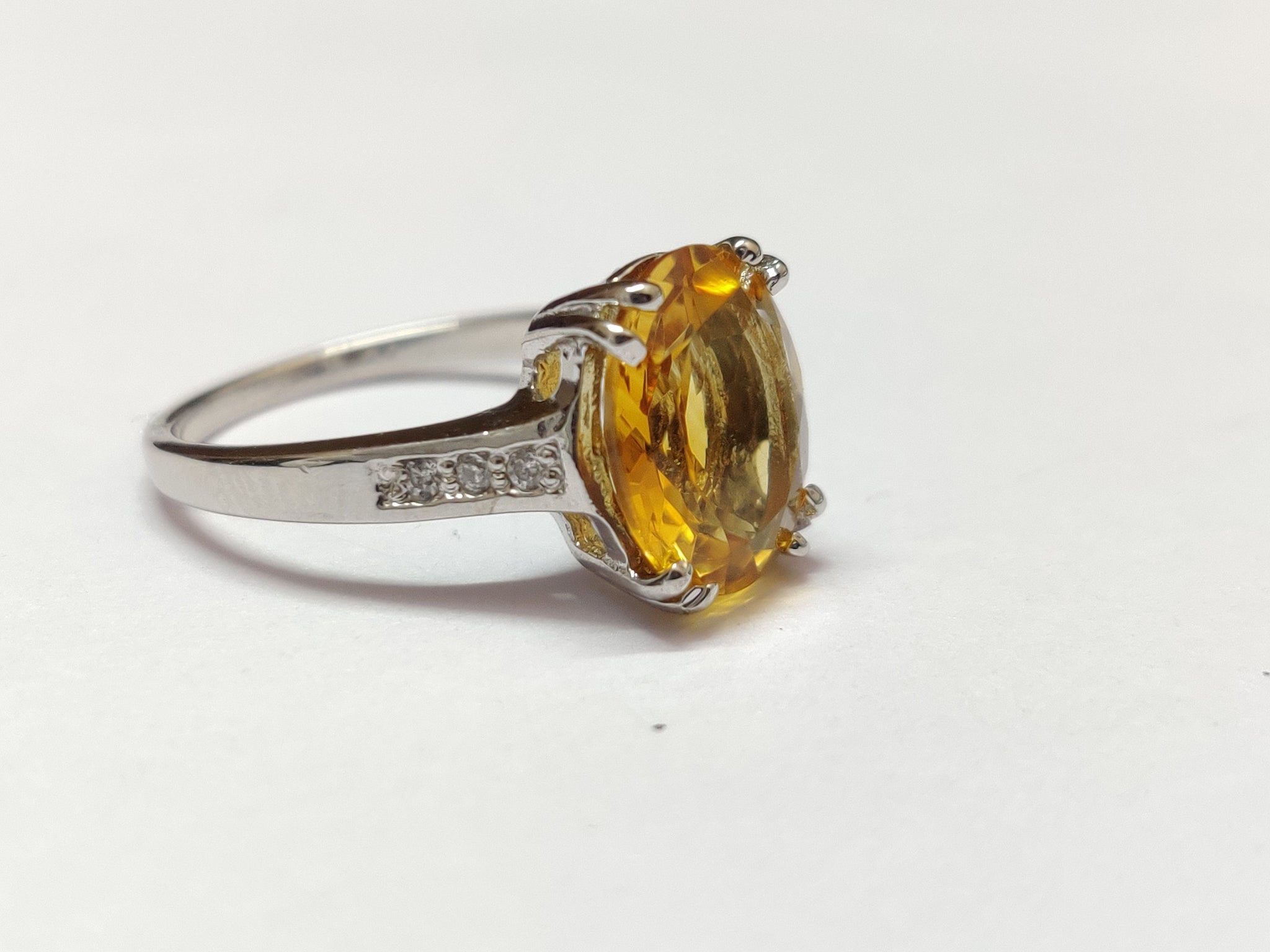 Citrine Ring Silver Citrine Ring 5.5 Ct Natural Citrine Ring 10x12 Large Citrine Ring Citrine Engagement Ring Yello Citrine Ring November