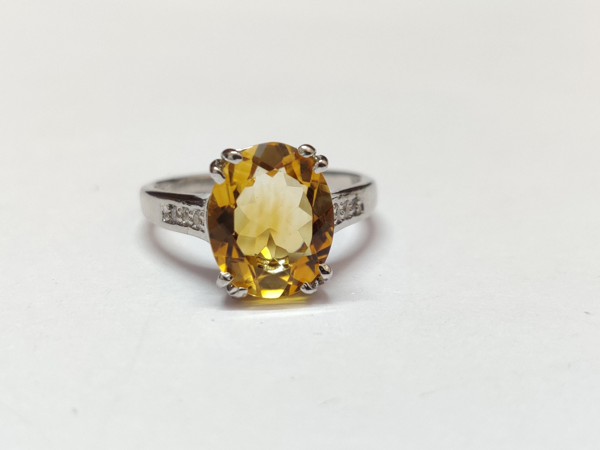Citrine Ring Silver Citrine Ring 5.5 Ct Natural Citrine Ring 10x12 Large Citrine Ring Citrine Engagement Ring Yello Citrine Ring November