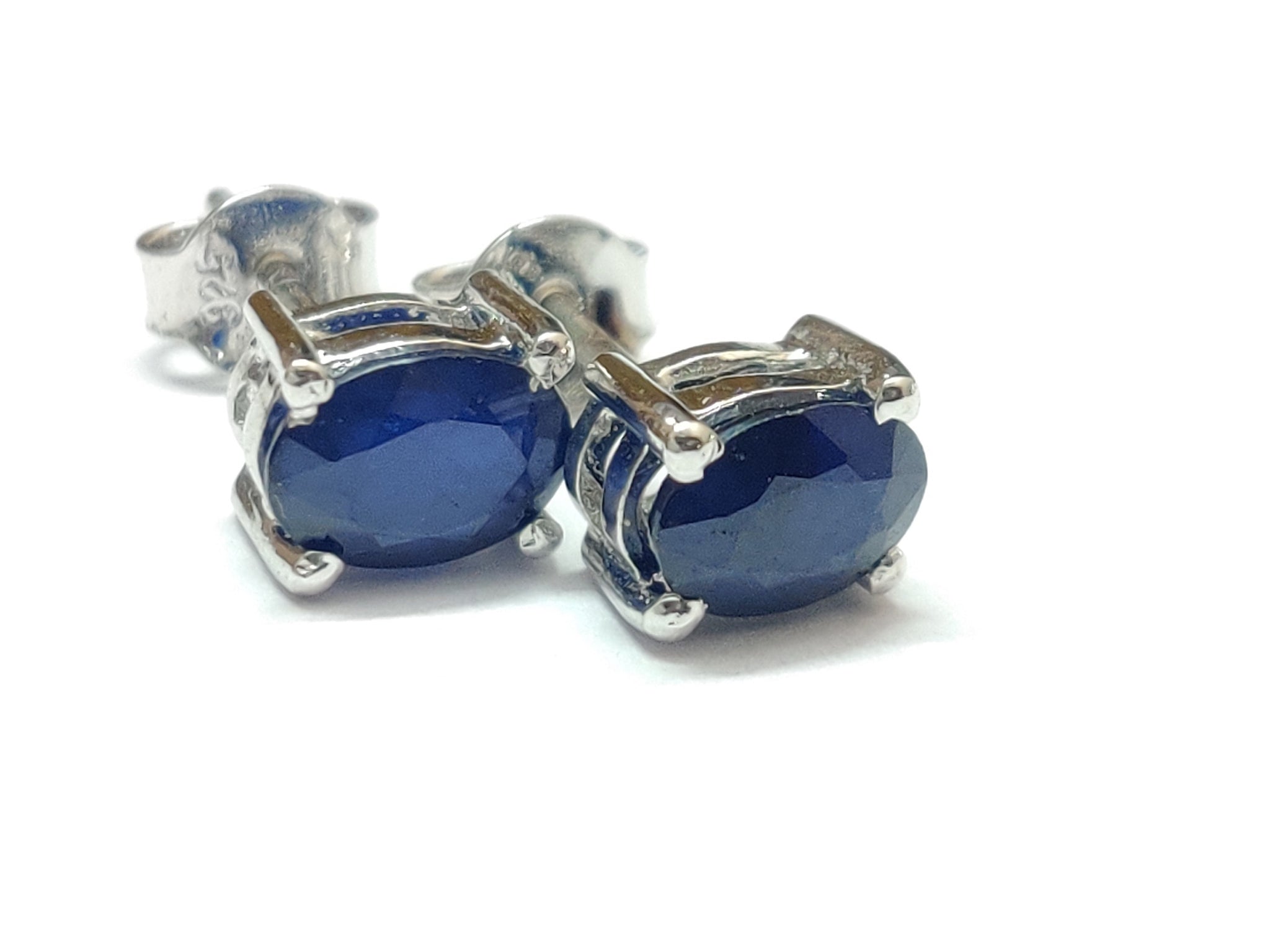 Sapphire Stud Earrings Blue Sapphire Cluster Earrings 2.1 Ct Blue Sapphire Earrings Natural Blue Sapphire Silver Birthstone Stud Earrings