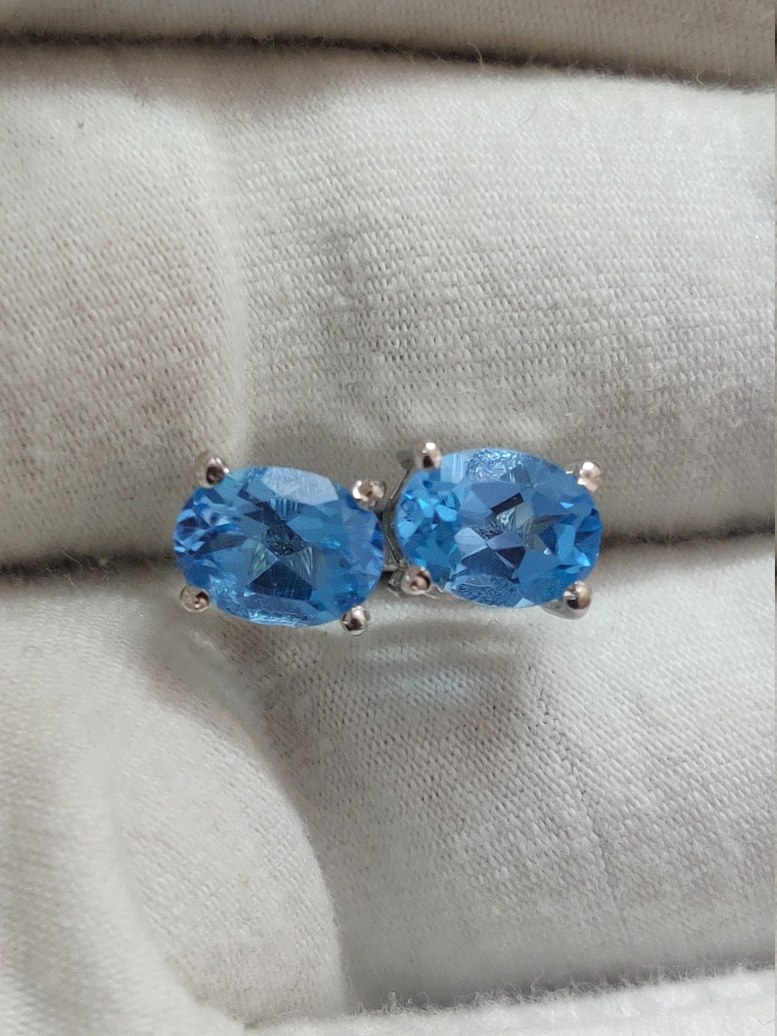 Swiss Topaz Stud Earrings 3.8 Ct Natural Swiss Blue Topaz 7x9 mm Oval Swiss Topaz Ear Studs Blue Gemstone Ear Studs Birthstone Ear Studs