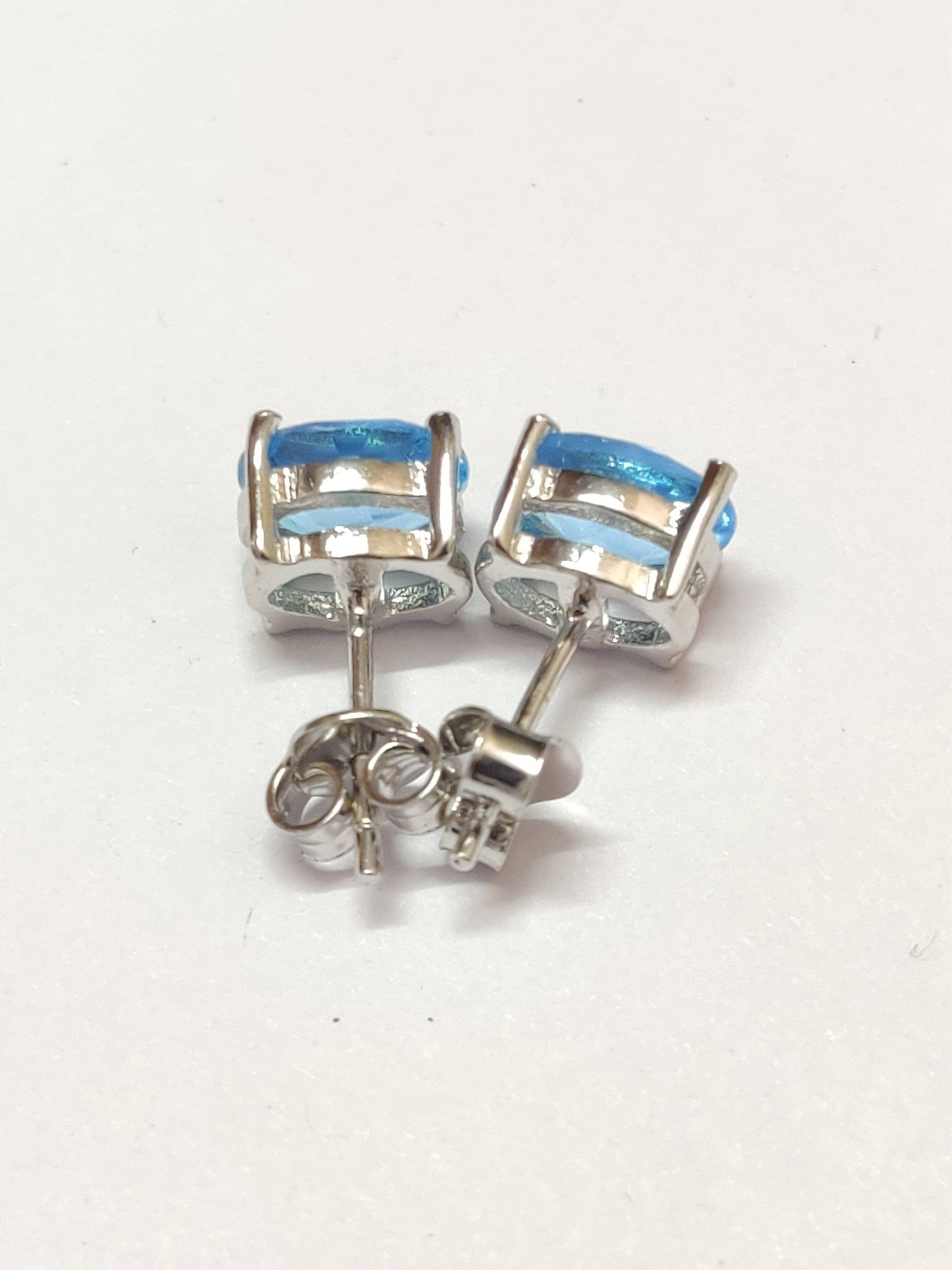 Swiss Topaz Stud Earrings 2.8 Ct Natural Swiss Blue Topaz 6x8 mm Oval Swiss Topaz Ear Studs Blue Gemstone Ear Studs Birthstone Ear Studs