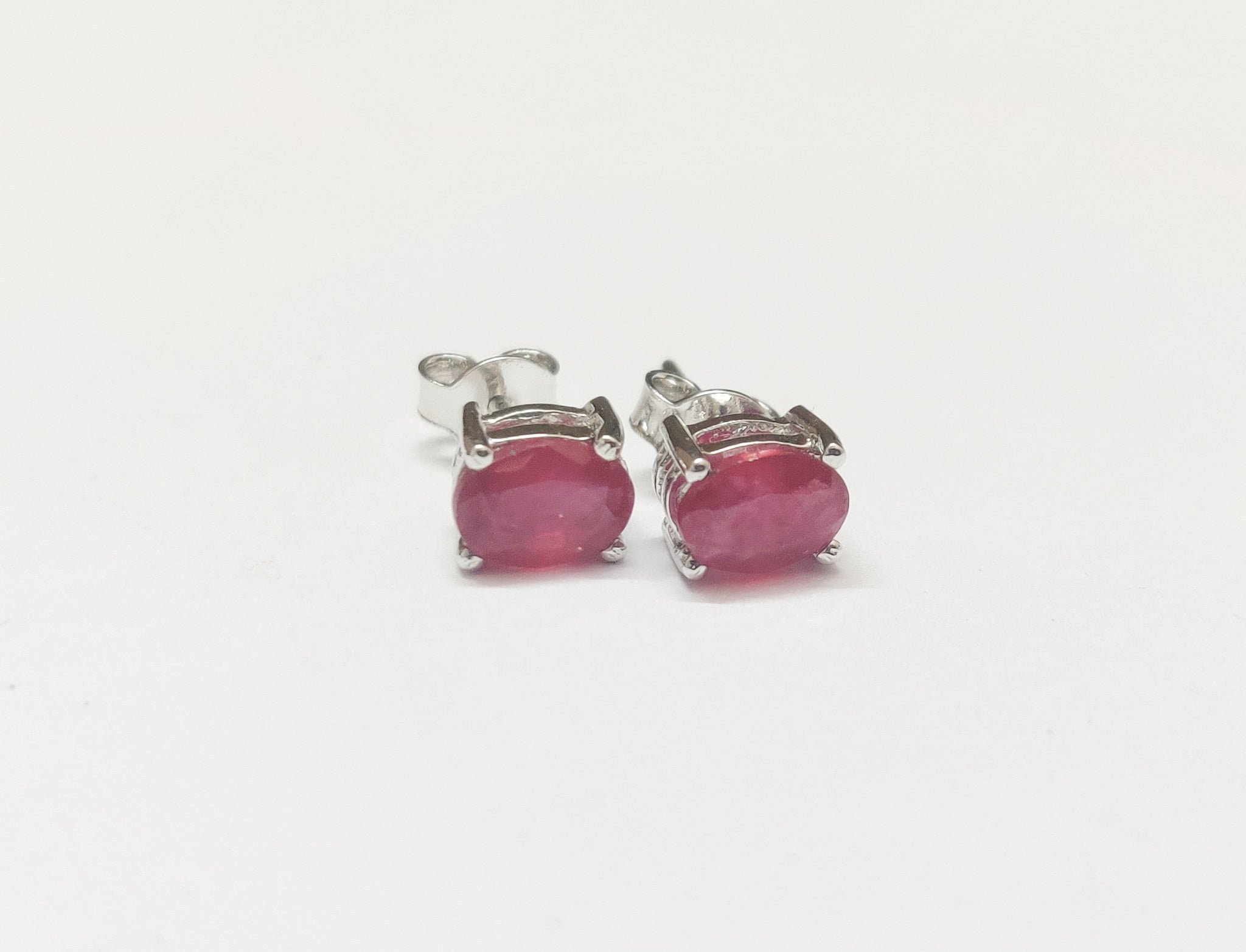 Ruby Stud Earrings 1.2 Ct Ruby Earrings Glass Filled Ruby 4x6 mm Oval Ruby Ear Studs Natural Ruby Ear Studs July Birthstone Ear Studs