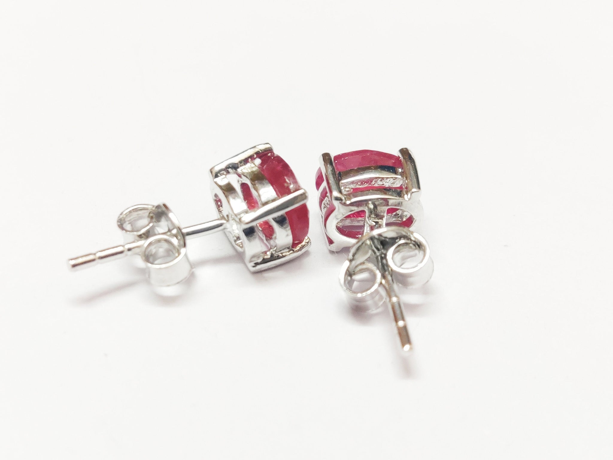 Ruby Stud Earrings 2 Ct Ruby Earrings Glass Filled Ruby 5x7 mm Oval Ruby Ear Studs Natural Red Ruby Ear Studs July Birthstone Ear Studs