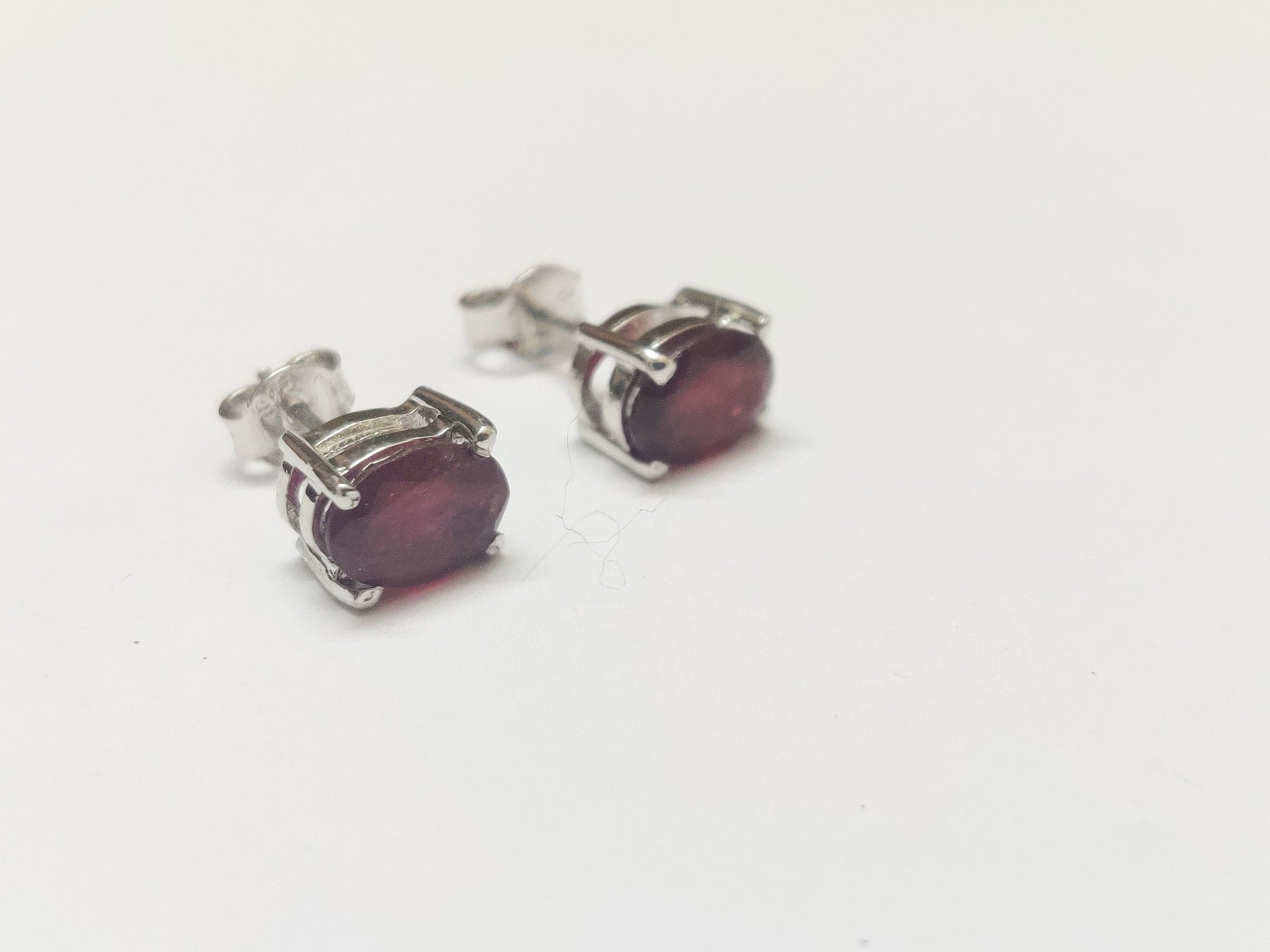 Ruby Stud Earrings 2.5 Ct Ruby Earrings Glass Filled Ruby 6x8 mm Oval Ruby Ear Studs Natural Red Ruby Ear Studs July Birthstone Ear Studs