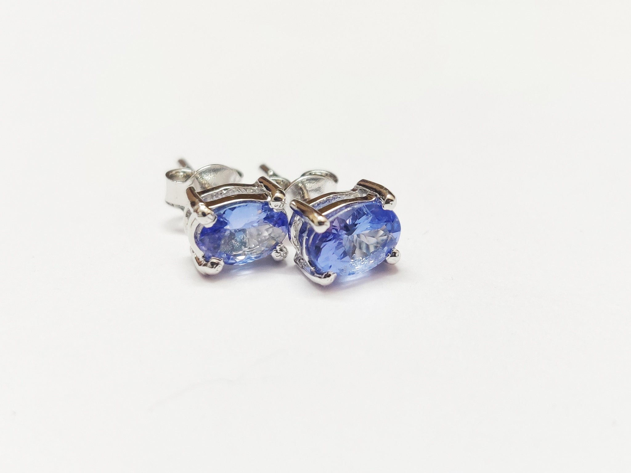 Tanzanite Ear Studs Silver Tanzanite Earrings 1.7 Ct Tanzanite Stud Earrings Minimalist Ear Studs Tiny Ear Studs Silver Tanzanite Jewelry