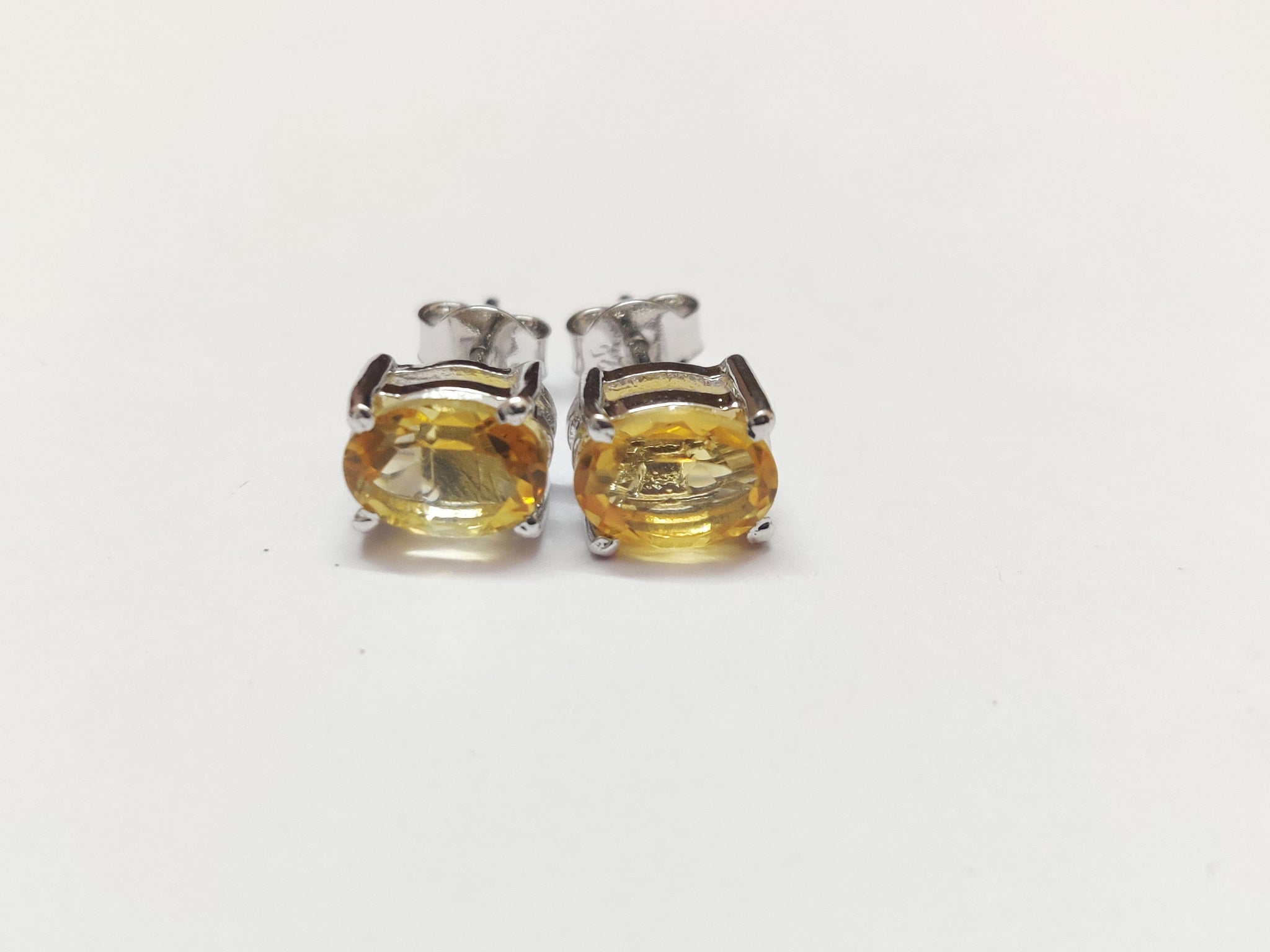 Citrine Stud Earrings Silver Citrine Earrings 2.2 Ct Citrine Ear Studs 6x8 mm Oval Citrine Yellow Citrine Jewelry Gemstone Stud Earrings