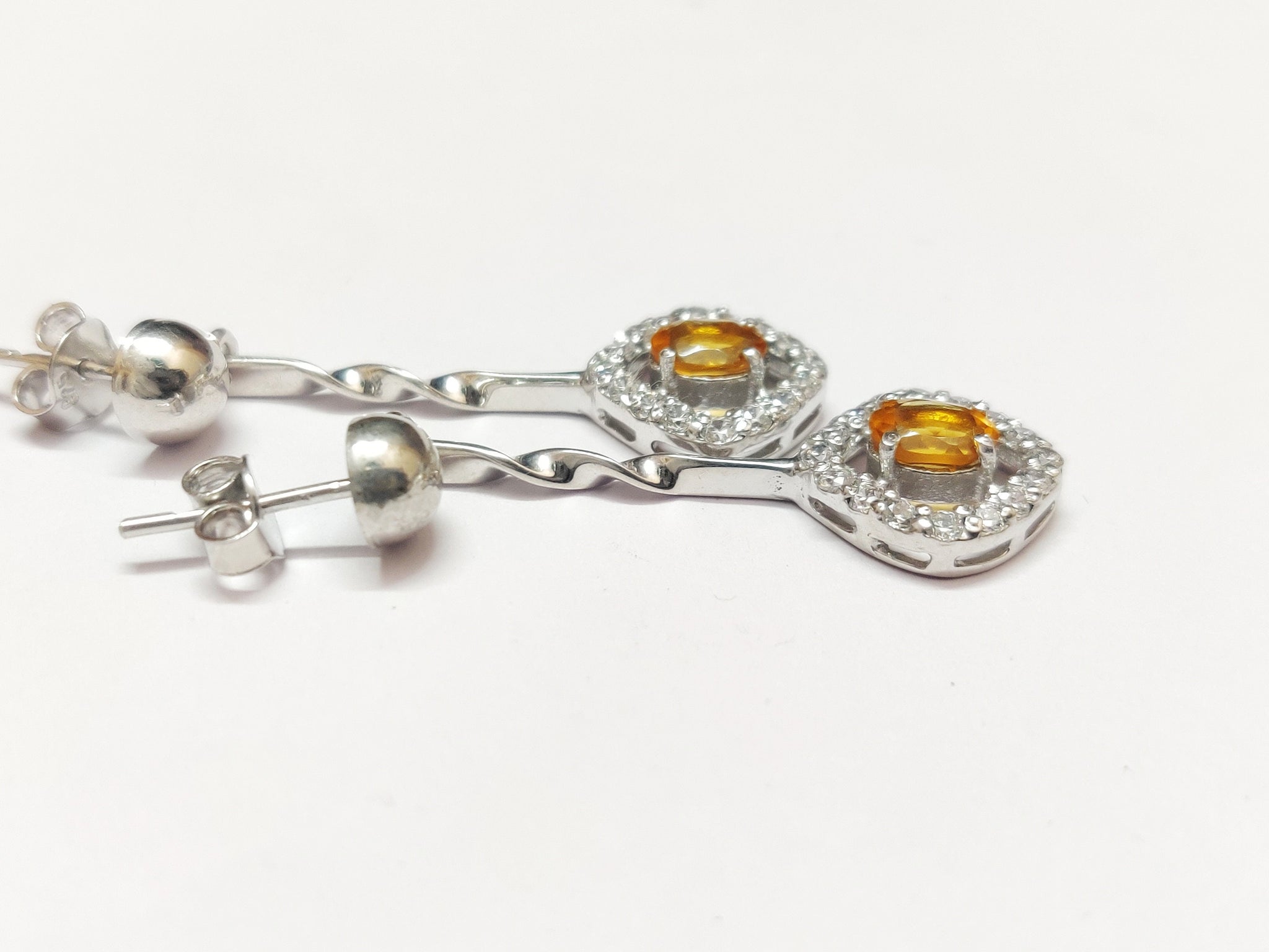 Citrine Earrings Citrine Drop Earrings 1.2 Ct Citrine Dangle Earrings Citrine Bridal Earrings 4x6 mm Oval Silver Citrine Drop Earrings