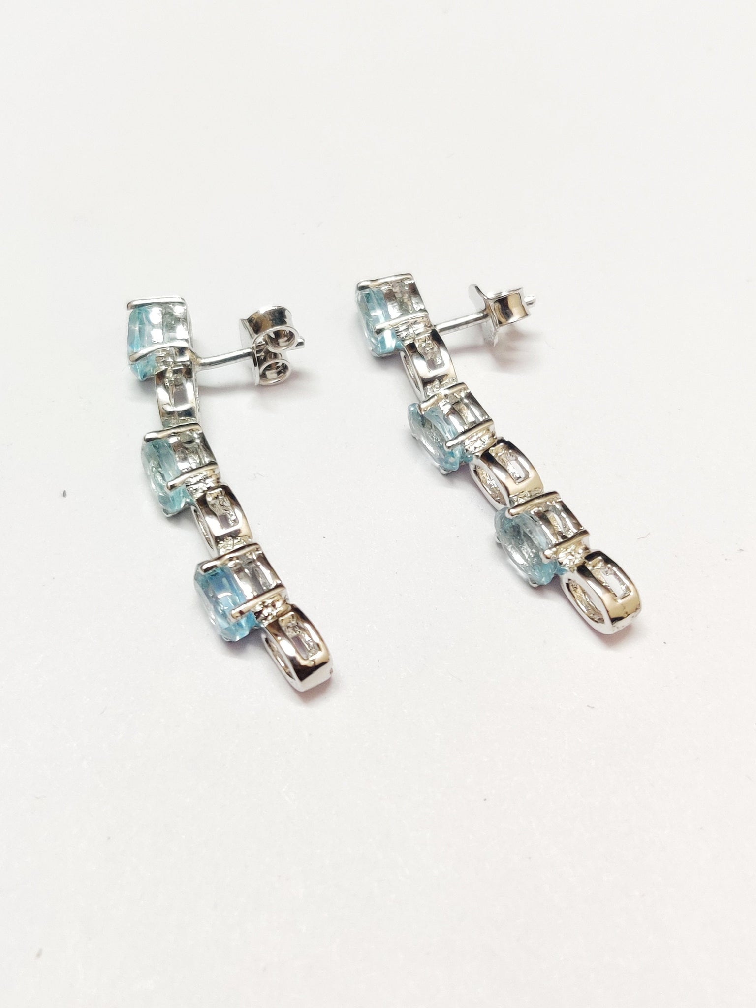 Blue Topaz Drop Earrings Blue Topaz Dangle Earrings 3.2 Ct Blue Topaz Earrings 4x6 mm Oval Sky Blue Topaz Designer Earrings Topaz Jewelry