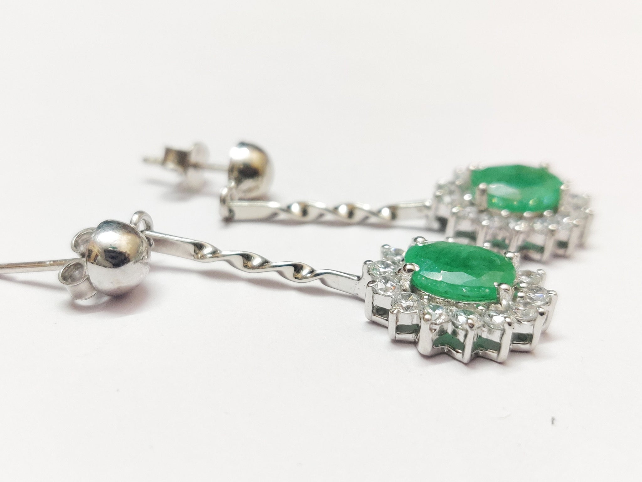 Emerald Drop Earrings 3.2 Ct Emerald Earrings Natural Zambian Emerald Earrings Emerald Dangle Earring Silver Emerald Cluster Drop Earrings