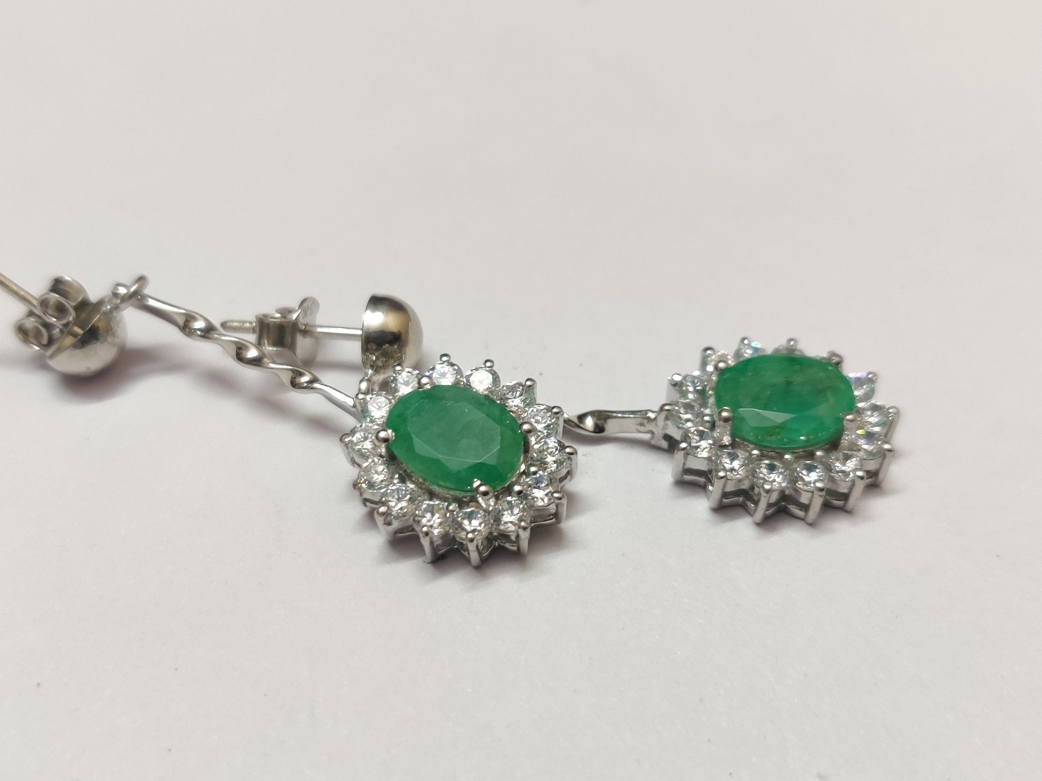 Emerald Drop Earrings 3.2 Ct Emerald Earrings Natural Zambian Emerald Earrings Emerald Dangle Earring Silver Emerald Cluster Drop Earrings