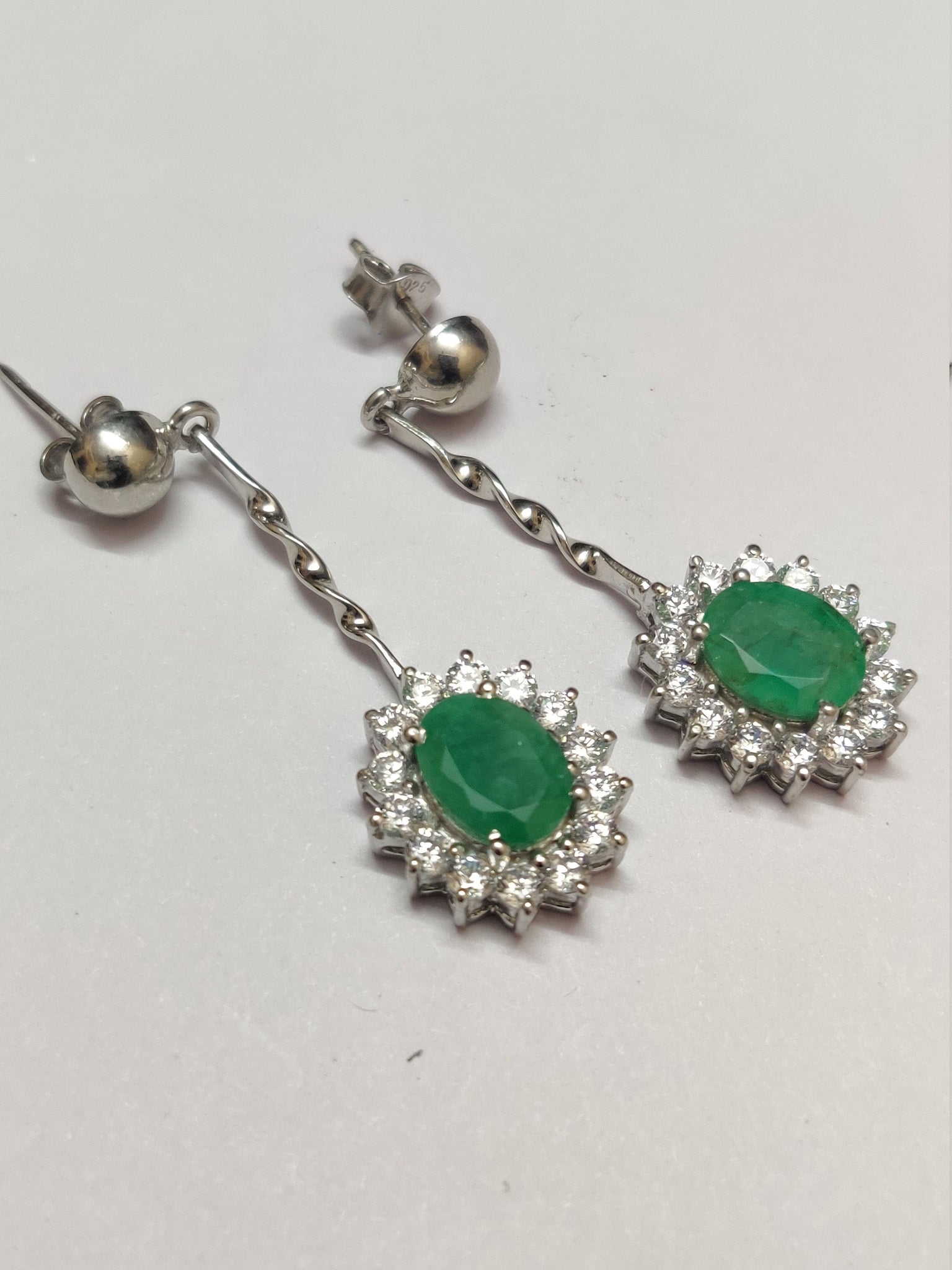 Emerald Drop Earrings 3.2 Ct Emerald Earrings Natural Zambian Emerald Earrings Emerald Dangle Earring Silver Emerald Cluster Drop Earrings