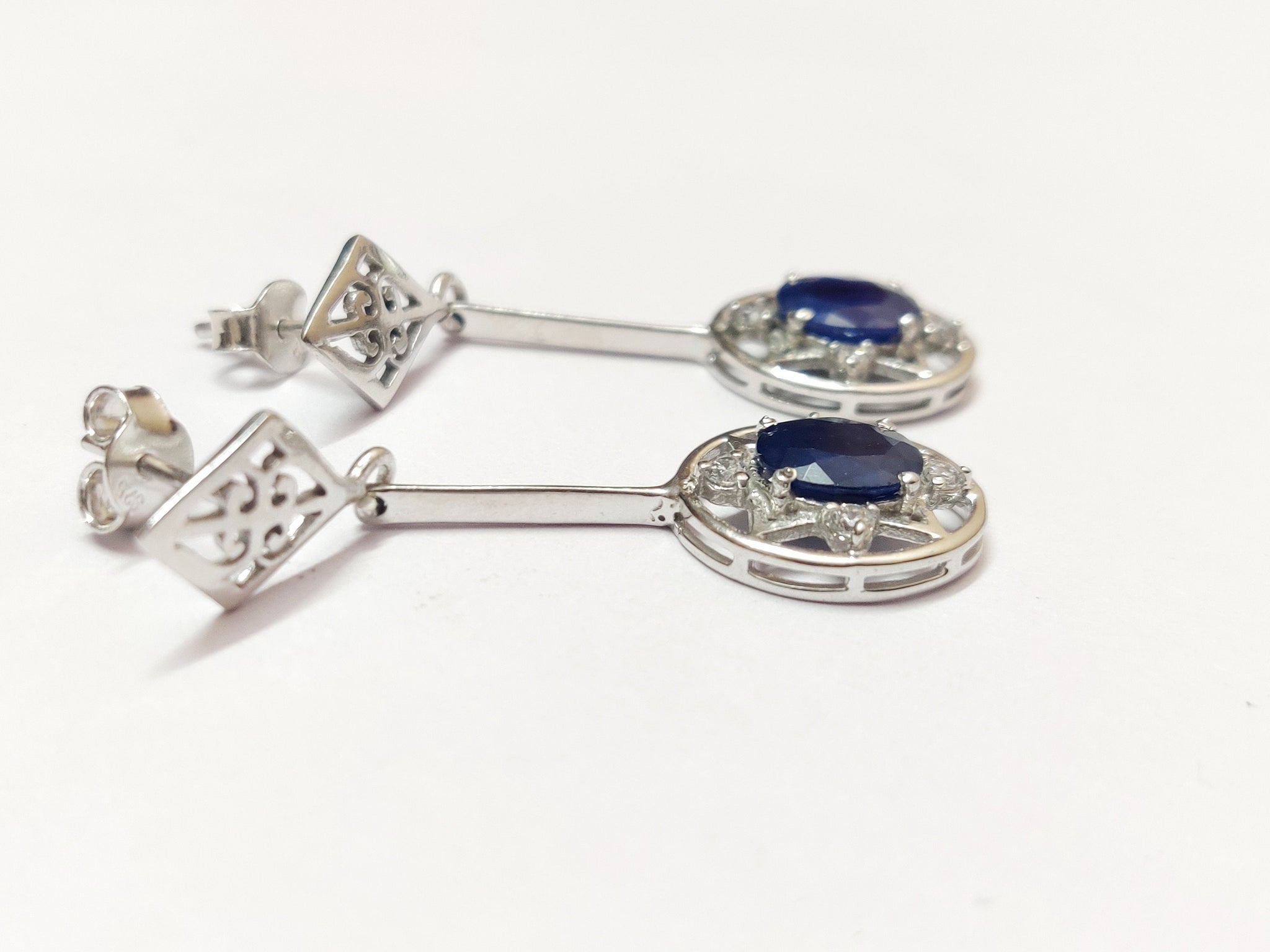 Blue Sapphire Drop Earrings 3.2 Ct Blue Sapphire Earrings Natural Sapphire Earrings Sapphire Dangle Earring Silver Blue Sapphire Earrings