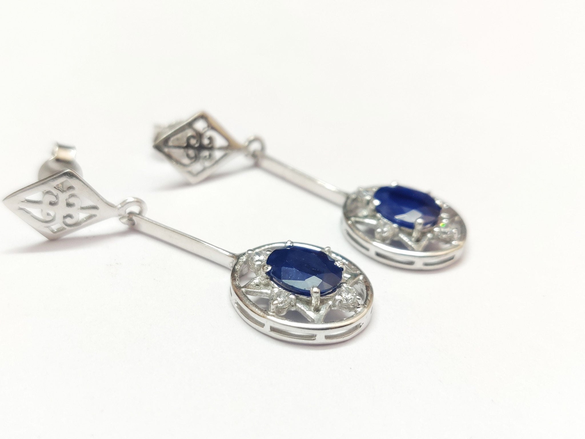 Blue Sapphire Drop Earrings 3.2 Ct Blue Sapphire Earrings Natural Sapphire Earrings Sapphire Dangle Earring Silver Blue Sapphire Earrings