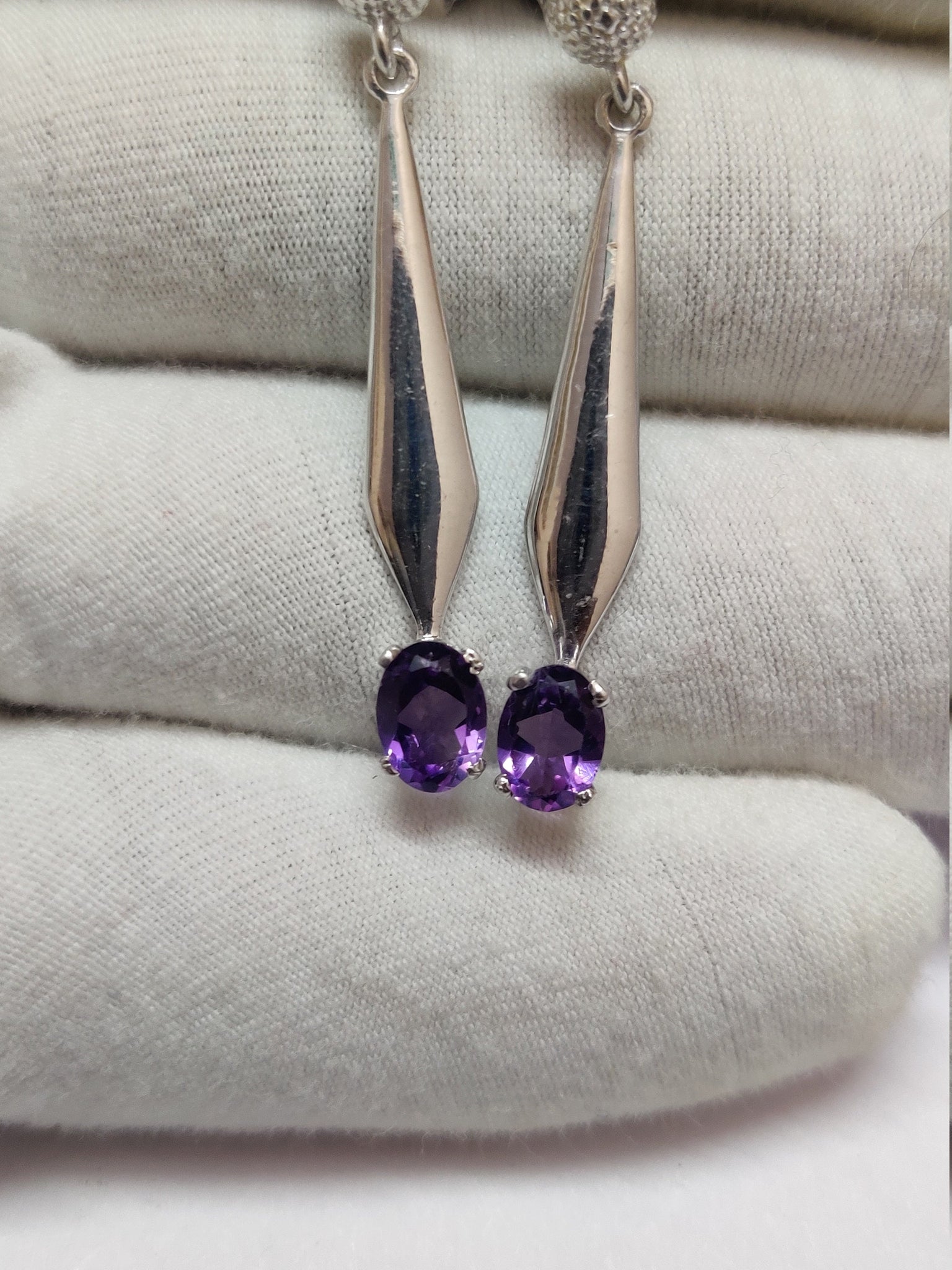 Silver Amethyst Drop Earrings Natural Amethyst Earrings 1.5 Ct Amethyst Earrings Purple Amethyst Earrings Handmade Earrings February Earring
