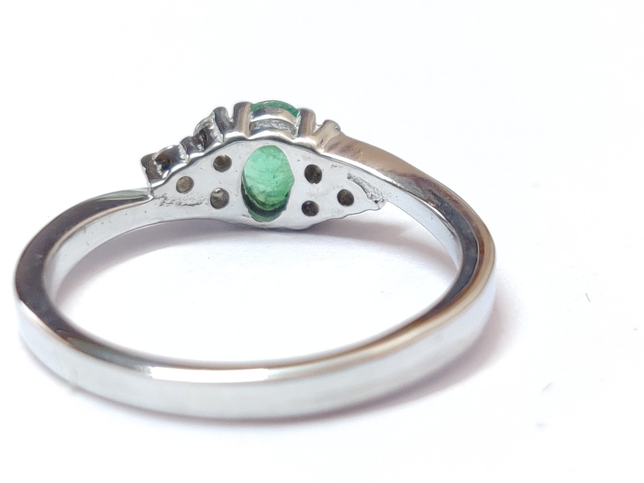 Silver Emerald Band Emerald Dainty Ring 0.5 Ct Emerald  Genuine Emerald Ring Natural Emerald Ring 4x6 mm Oval Emerald Ring For Women