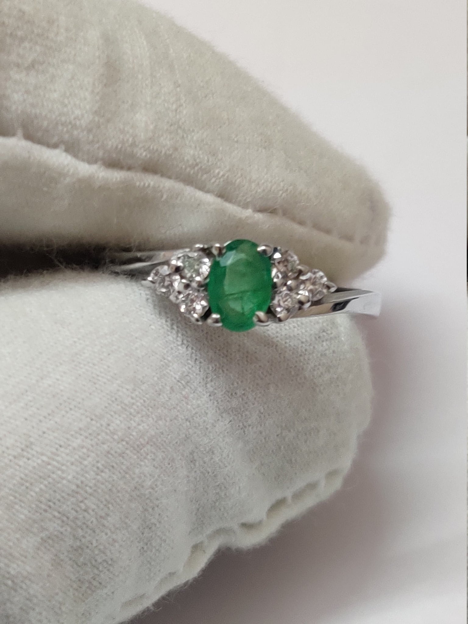 Silver Emerald Band Emerald Dainty Ring 0.5 Ct Emerald  Genuine Emerald Ring Natural Emerald Ring 4x6 mm Oval Emerald Ring For Women