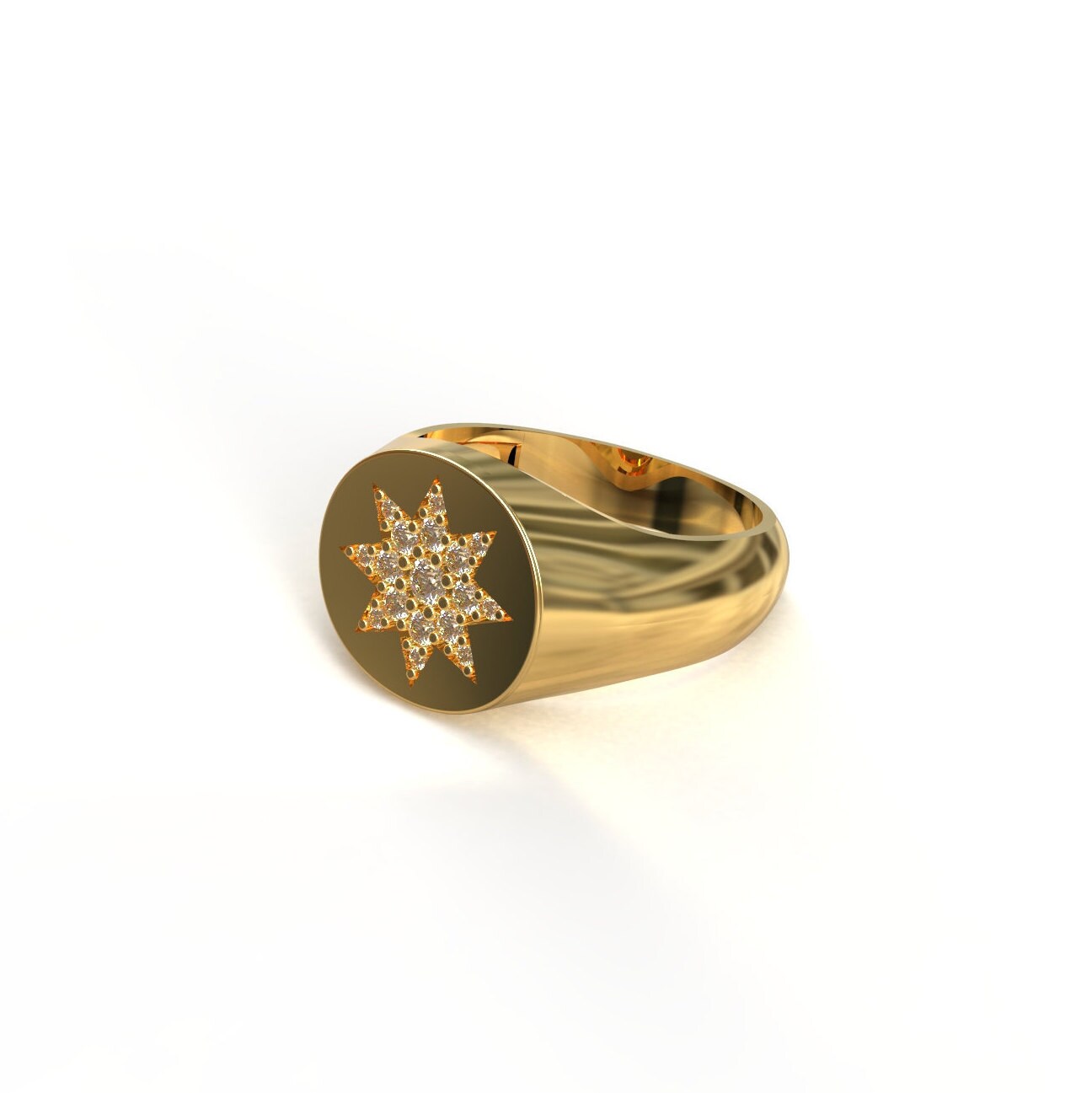 18K Gold Diamond Signet Ring Natural Diamond Ring 0.22 Ct Diamond Ring Gold Signet Ring Signet With Diamond Ring Diamond Pinky Ring For Men