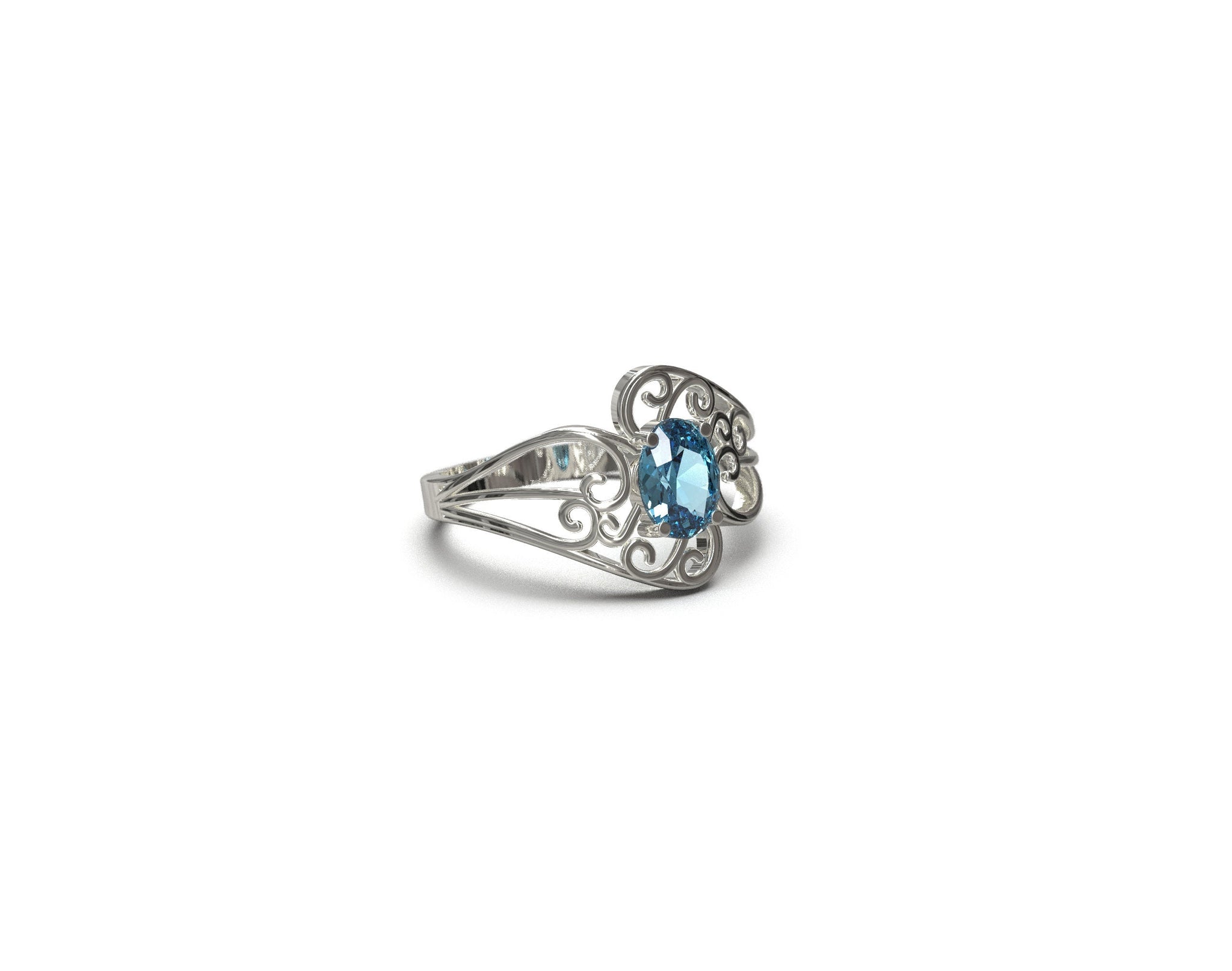 Swiss Blue Topaz Anniversary Ring Swiss Blue Topaz Promise Ring 5x7 mm Oval 0.8 Ct Swiss Blue Topaz Solitaire Blue Topaz Engagement Ring