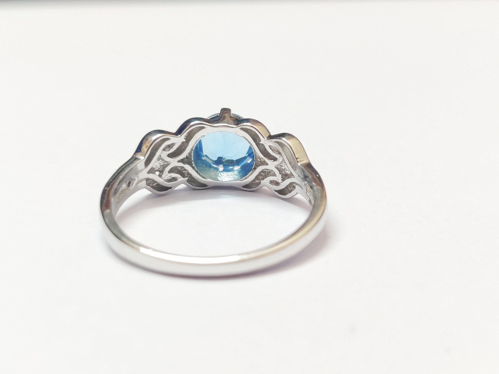 Silver Blue Topaz Ring 1.6 Ct Blue Topaz Silver Ring Unique Silver Blue Topaz Ring Heavy Blue Topaz Ring Men Anniversary Gift Men