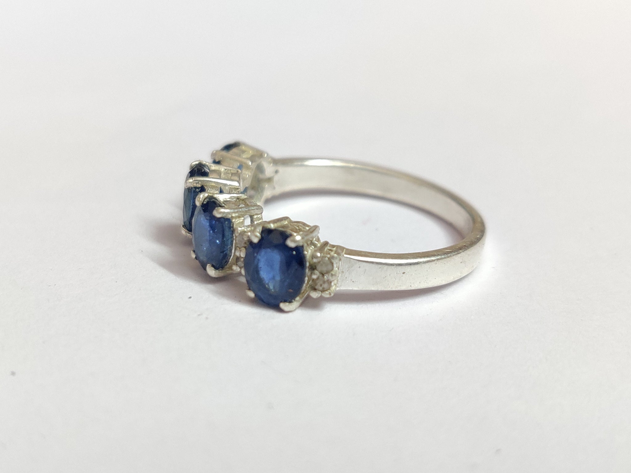Silver Blue Sapphire Ring 2.5 Ct Natural Blue Sapphire Band September Birthstone Ring Sapphire Promise Ring Sapphire Engagement Ring