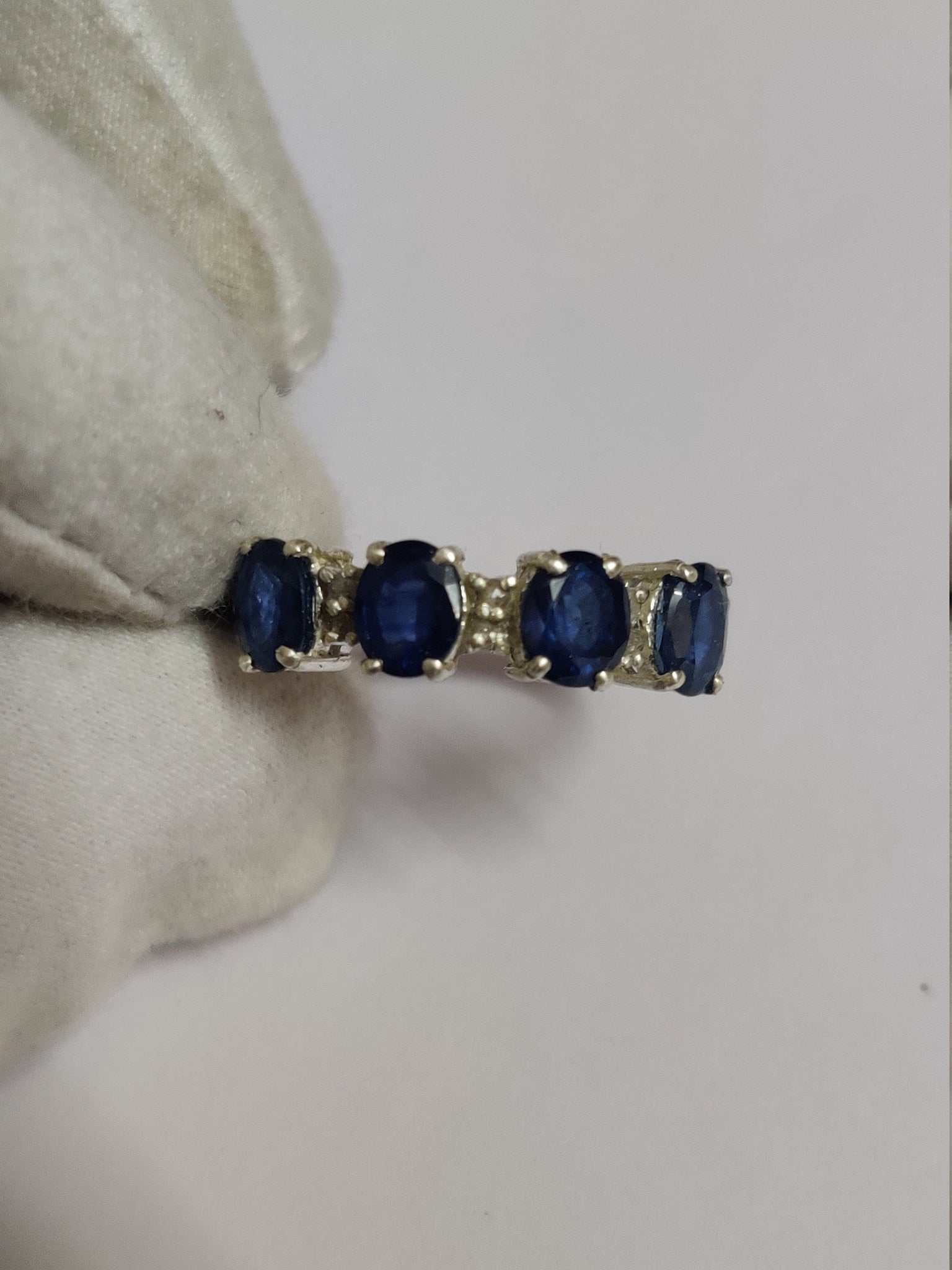 Silver Blue Sapphire Ring 2.5 Ct Natural Blue Sapphire Band September Birthstone Ring Sapphire Promise Ring Sapphire Engagement Ring