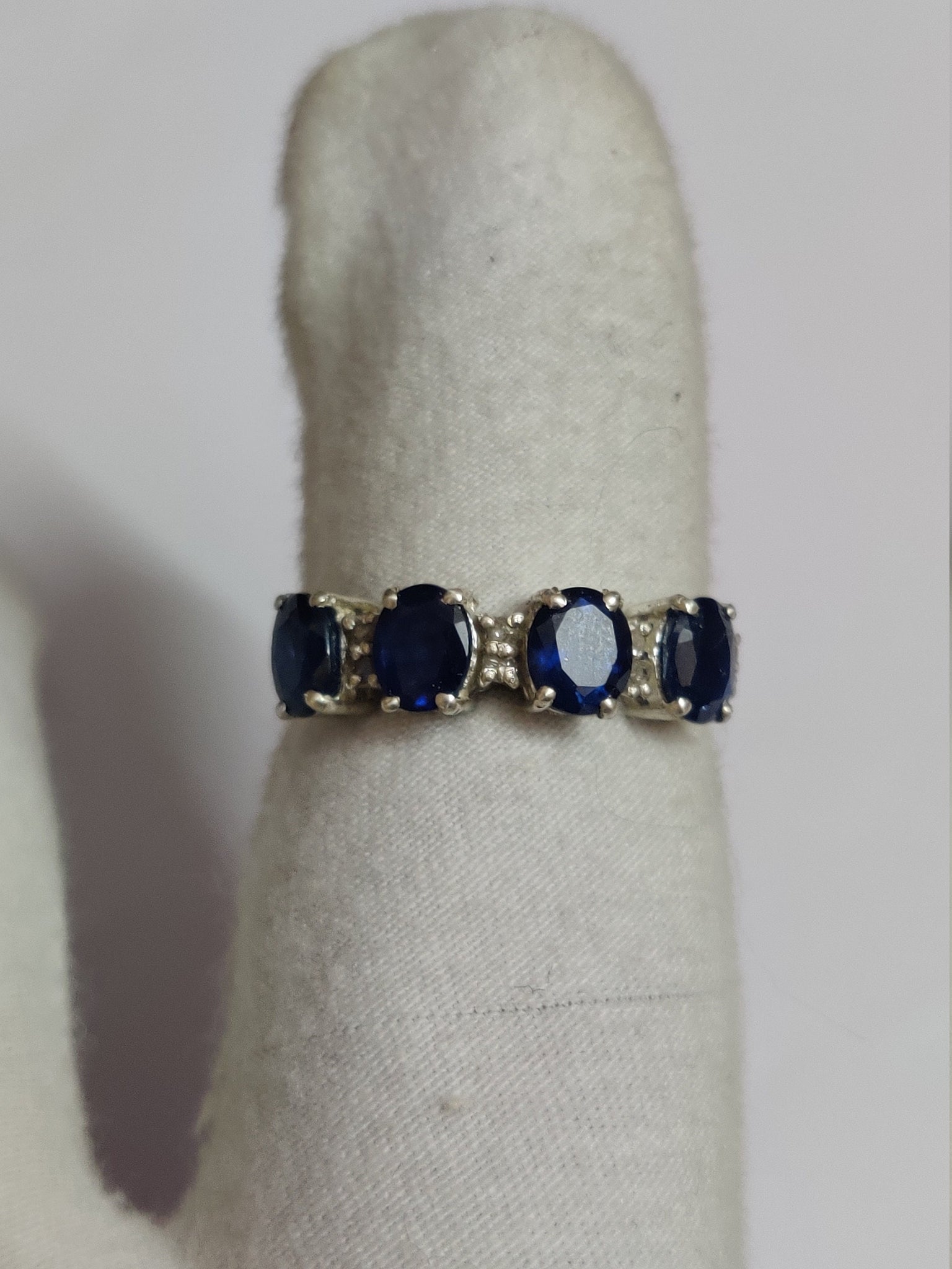 Silver Blue Sapphire Ring 2.5 Ct Natural Blue Sapphire Band September Birthstone Ring Sapphire Promise Ring Sapphire Engagement Ring