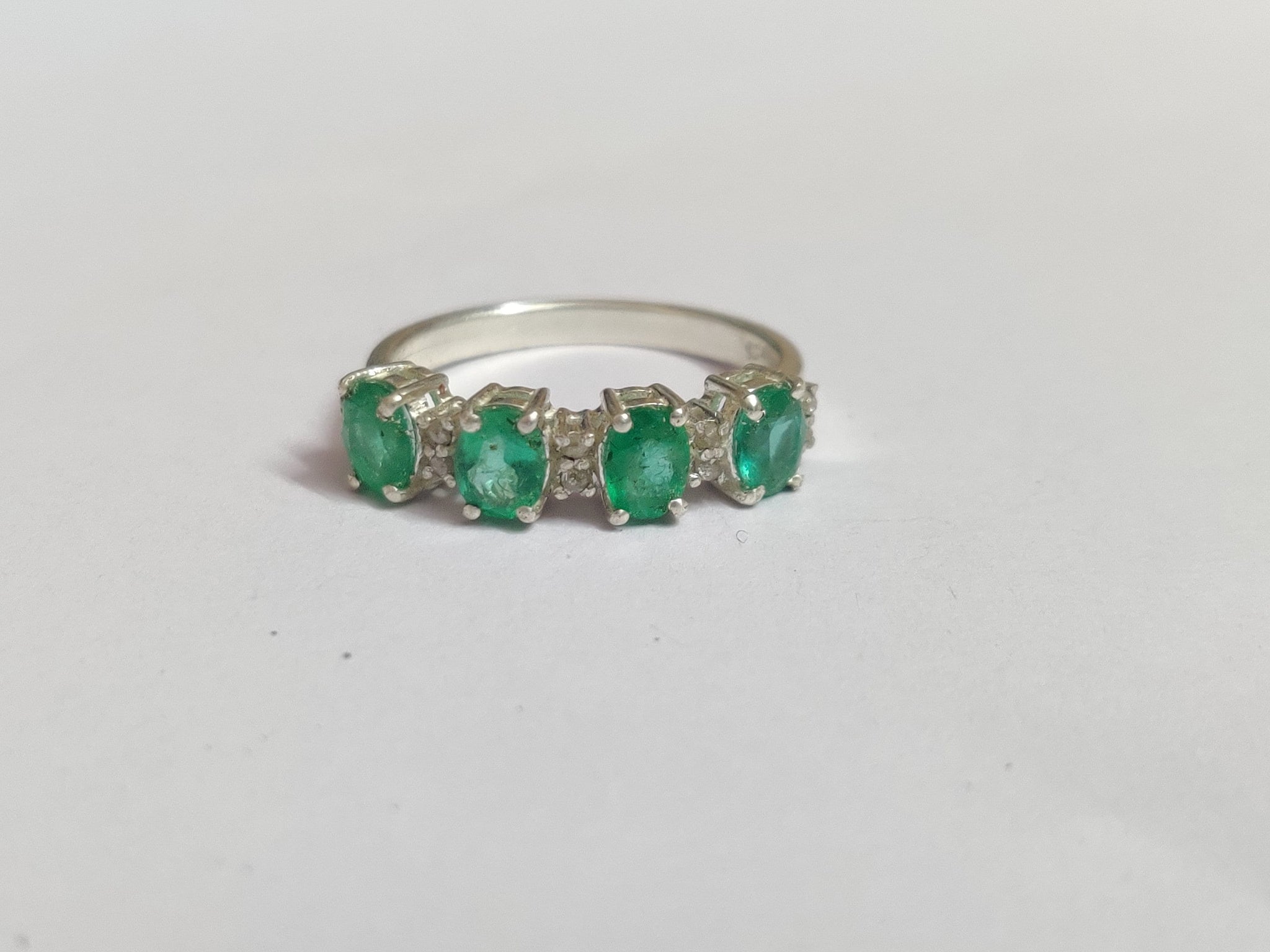 925 Silver Emerald Ring 2 Ct Natural Emerald Ring 925 Sterling Silver Emerald Ring 4 Stone Natural Zambian Emerald Ring For Men