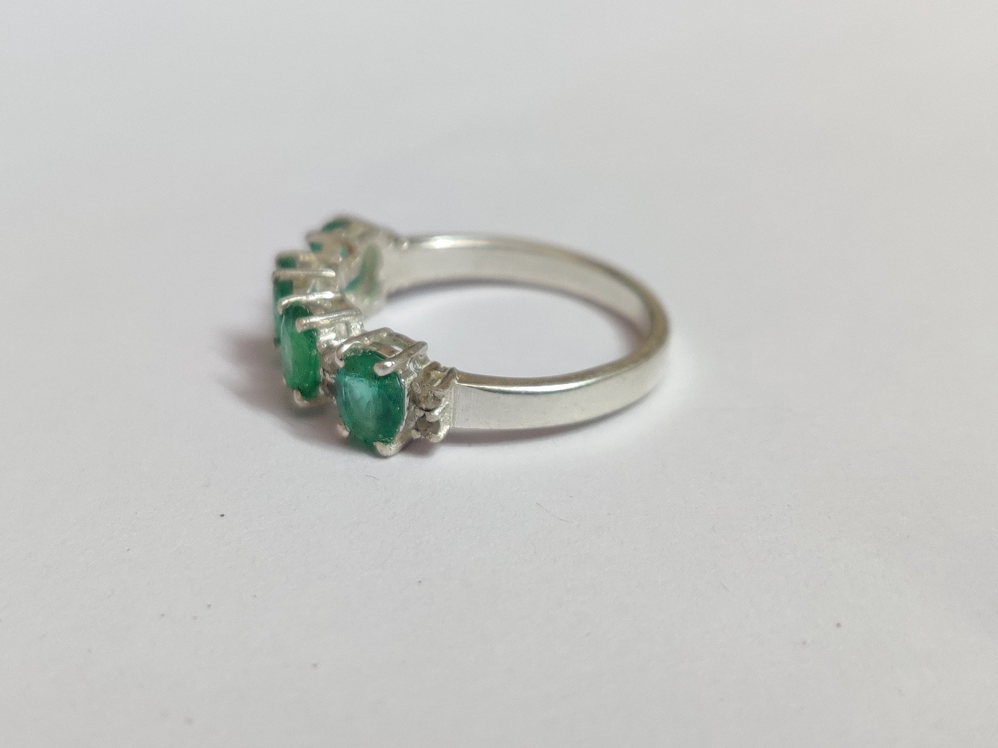 925 Silver Emerald Ring 2 Ct Natural Emerald Ring 925 Sterling Silver Emerald Ring 4 Stone Natural Zambian Emerald Ring For Men