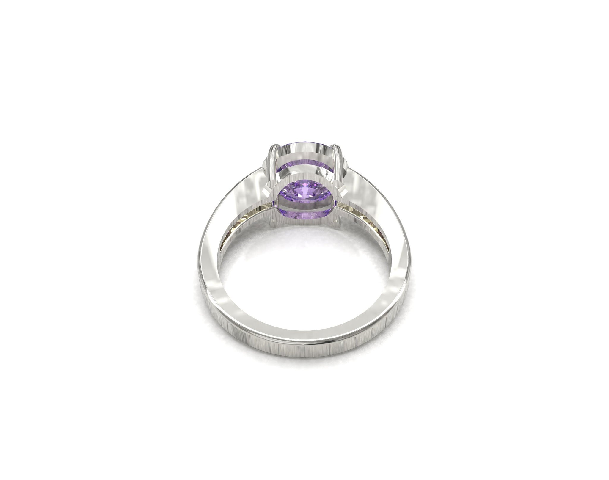 Silver Amethyst Ring 925 Sterling Silver Amethyst Promise Ring 10 mm Round 3.5 Ct Natural Amethyst Band Amethyst Birthstone Ring