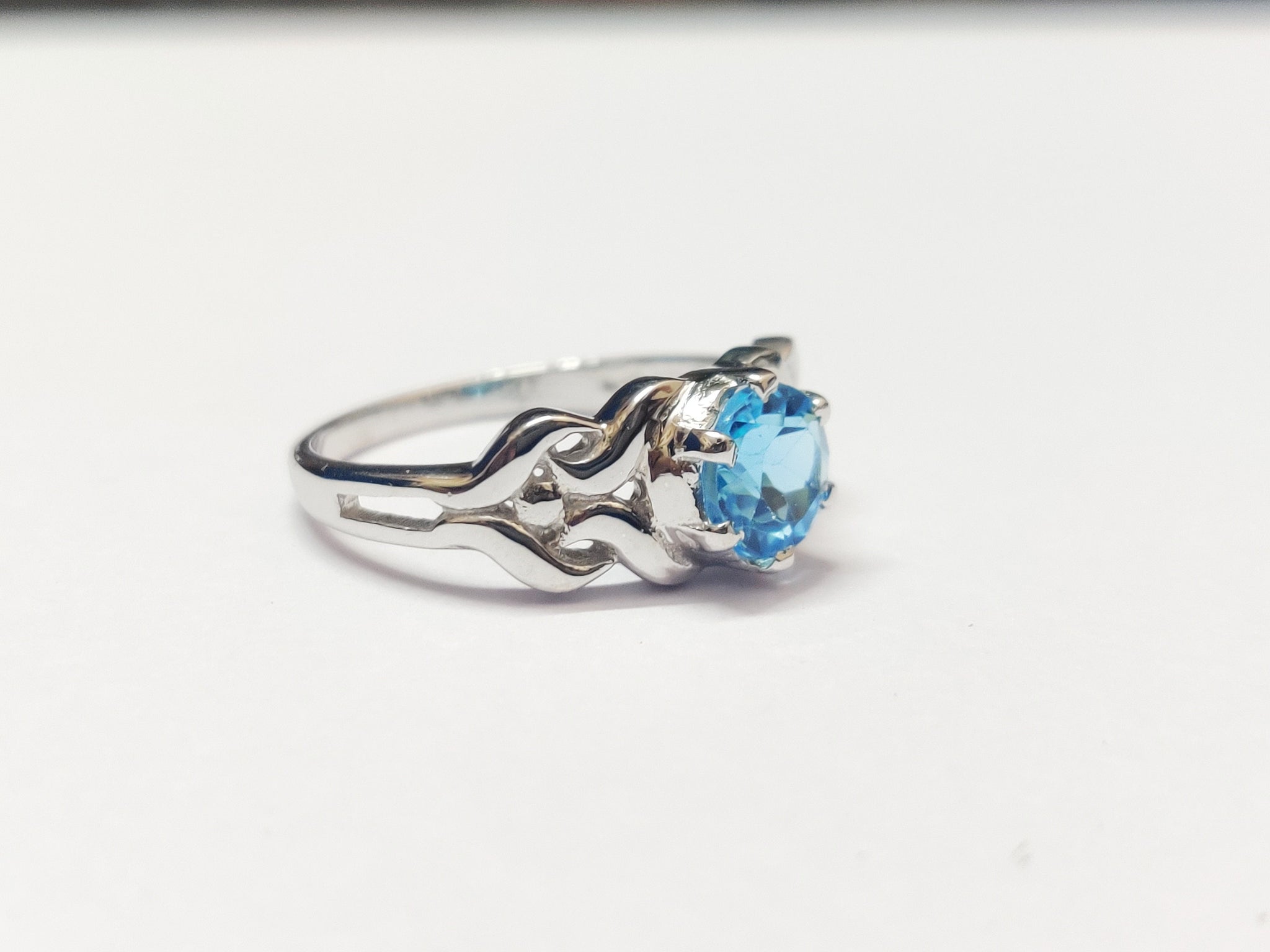 Silver Blue Topaz Ring 1.6 Ct Blue Topaz Silver Ring Unique Silver Blue Topaz Ring Heavy Blue Topaz Ring Men Anniversary Gift Men