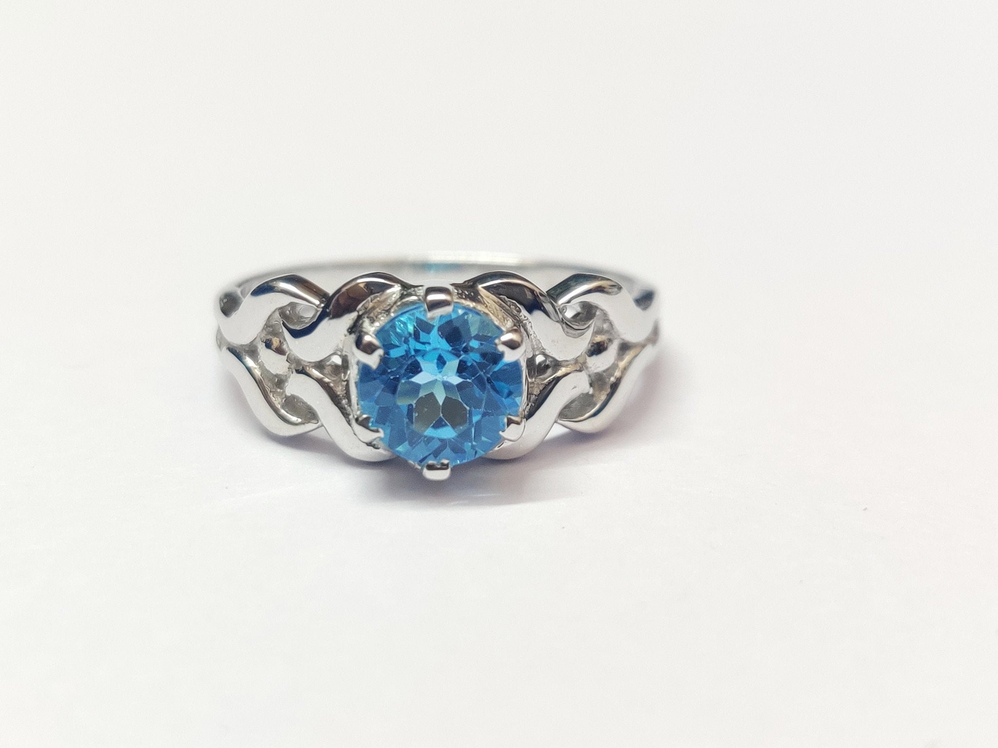 Silver Blue Topaz Ring 1.6 Ct Blue Topaz Silver Ring Unique Silver Blue Topaz Ring Heavy Blue Topaz Ring Men Anniversary Gift Men