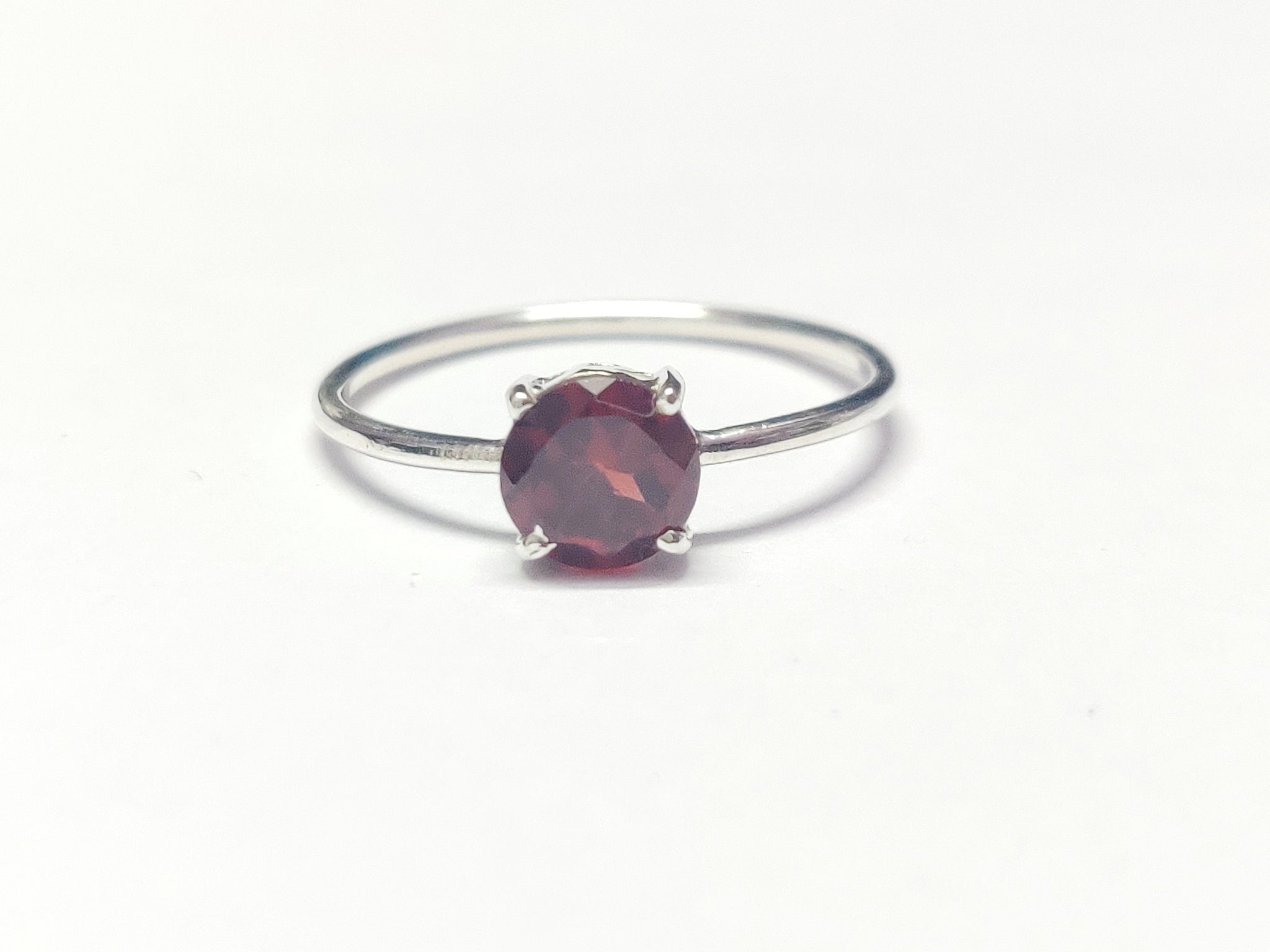 Silver Garnet Band Red Garnet Ring 1 Ct Garnet Ring January Birthstone Ring Garnet Minimalist Ring Garnet Stacking Silver Birthstone Ring