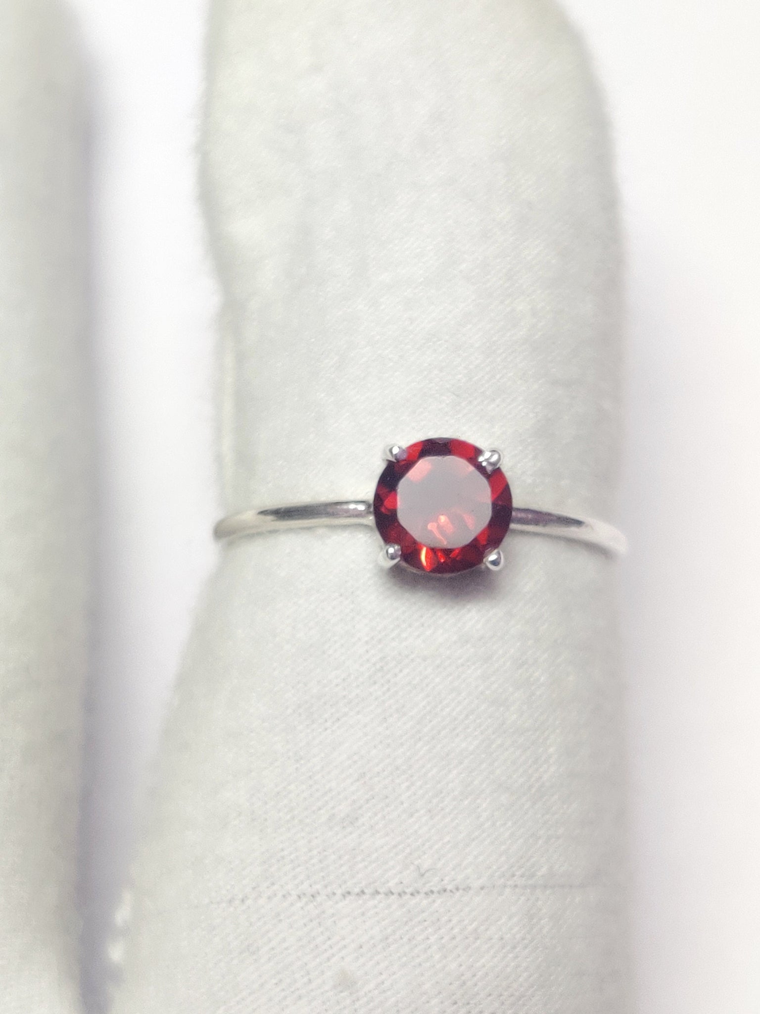Silver Garnet Band Red Garnet Ring 1 Ct Garnet Ring January Birthstone Ring Garnet Minimalist Ring Garnet Stacking Silver Birthstone Ring
