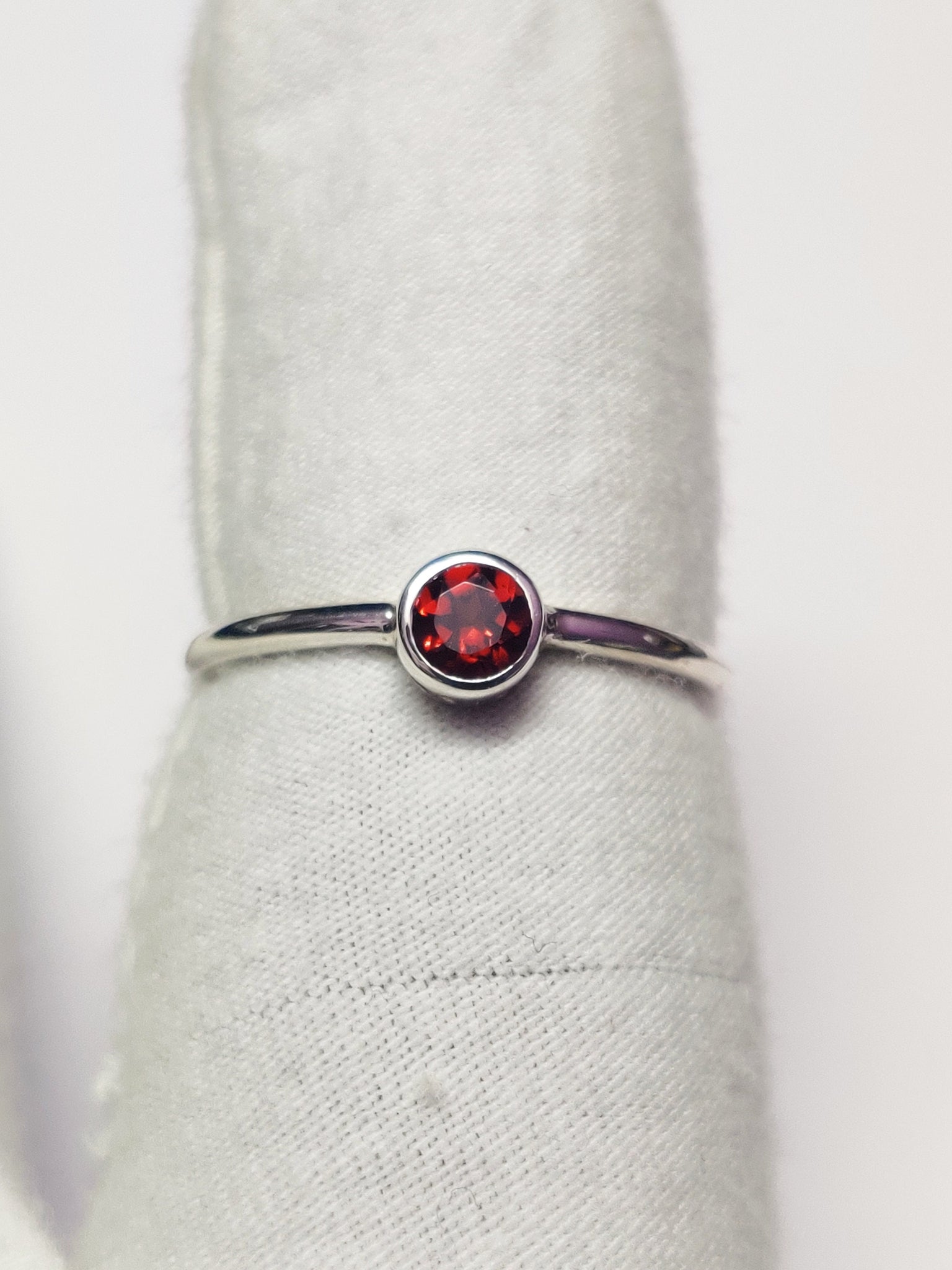 Silver Garnet Band Red Garnet Ring 0.3 Ct Garnet Ring January Birthstone Ring Garnet Minimalist Ring Garnet Stacking Silver Birthstone Ring