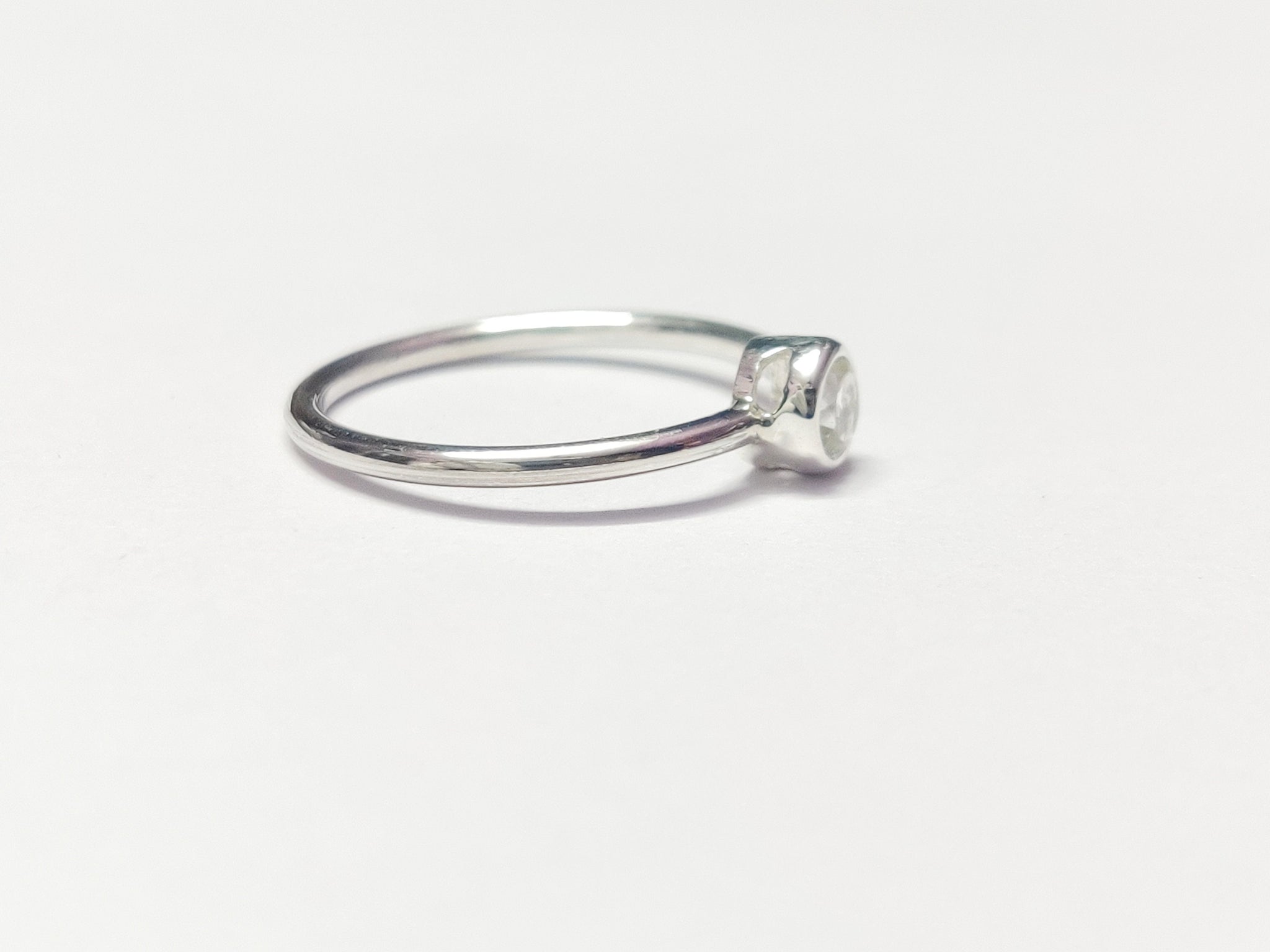 Silver White Topaz Band Natural White Topaz Band 0.2 Ct White Topaz Ring White Topaz Birthstone Ring December Birthstone Ring Promise Ring