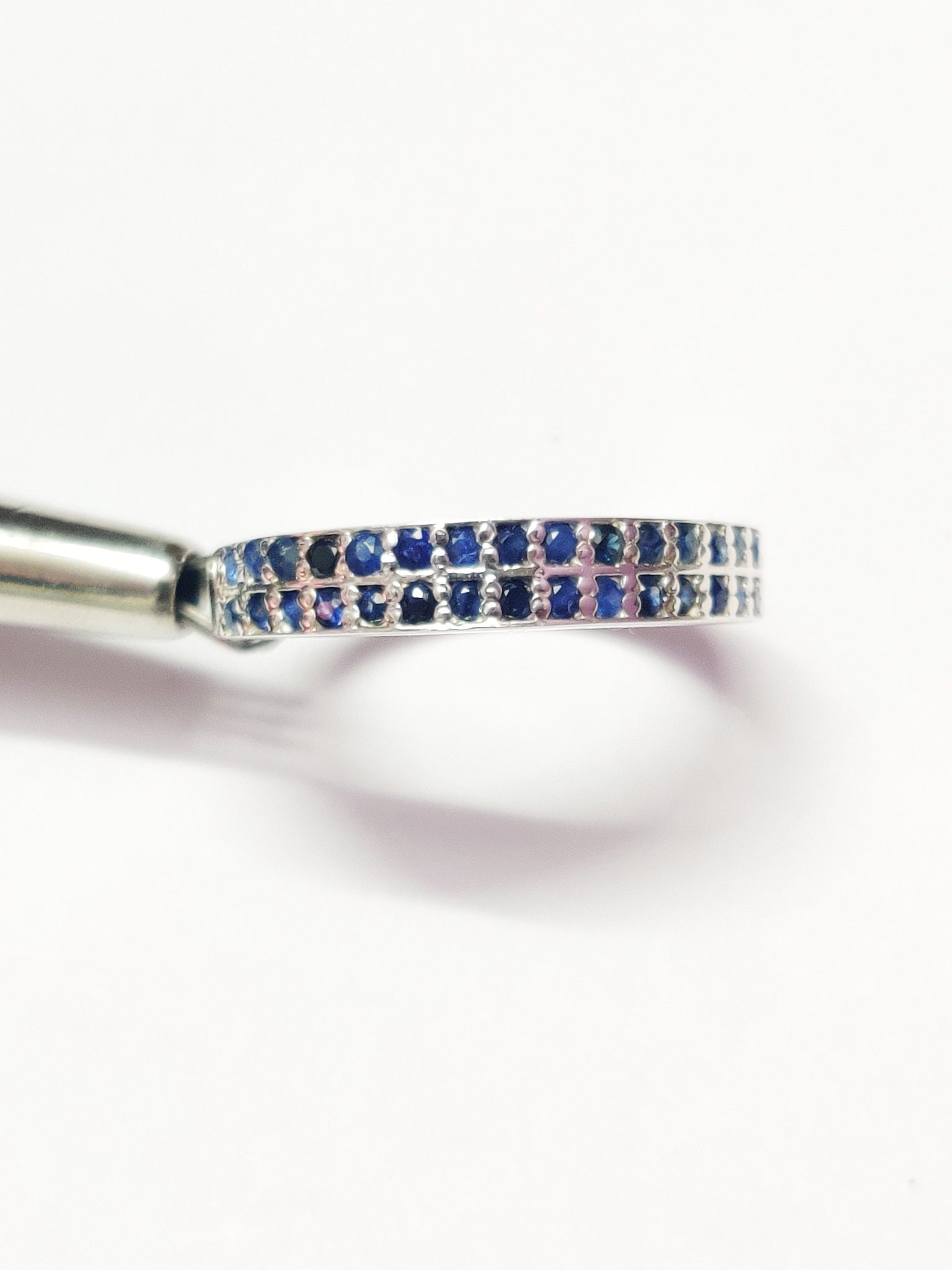 Sterling Silver Blue Sapphire Wedding Band Engagement Band Pave Sapphire Ring 925 Sterling Silver Blue Sapphire Band September Birthstone