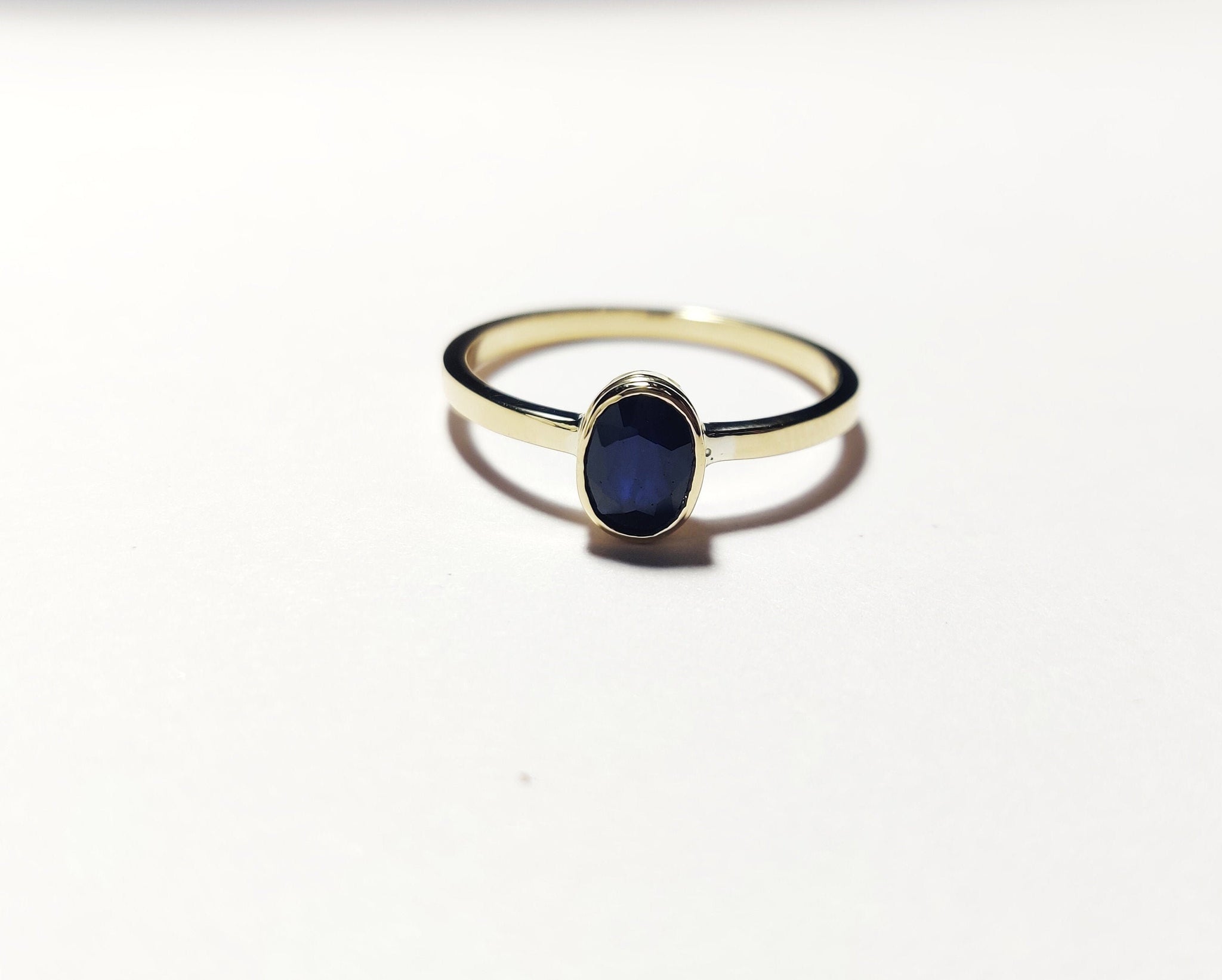 14K Yellow Gold Sapphire Ring Natural Blue Sapphire Ring Men Sapphire Gold Ring 14K Gold Mens Unique Ring Sapphire in Gold Ring