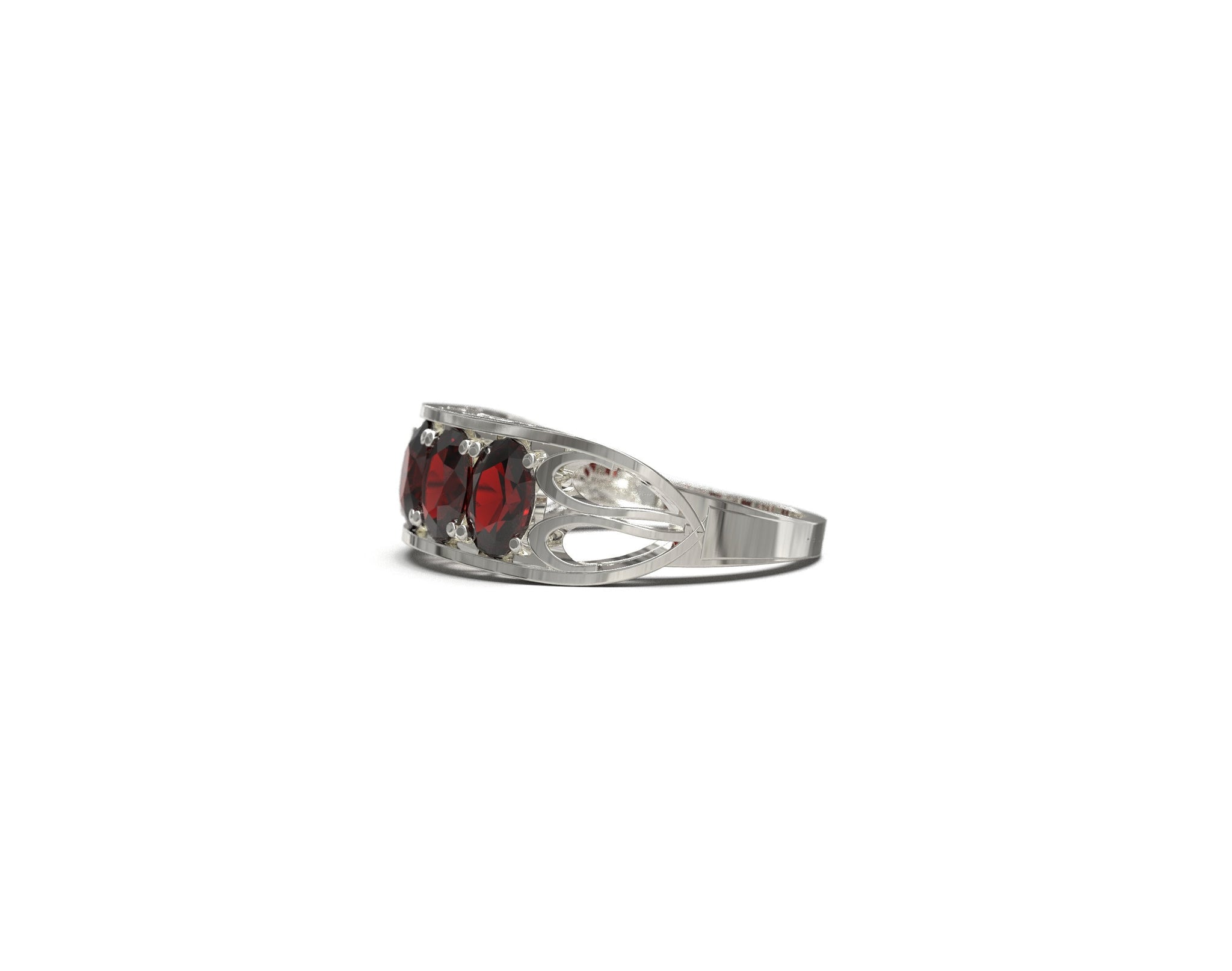 Silver Garnet Ring Natural Garnet Men Ring 5 Stone Garnet Ring 925 Sterling Silver Garnet Band Natural Garnet Ring January Birthstone Ring