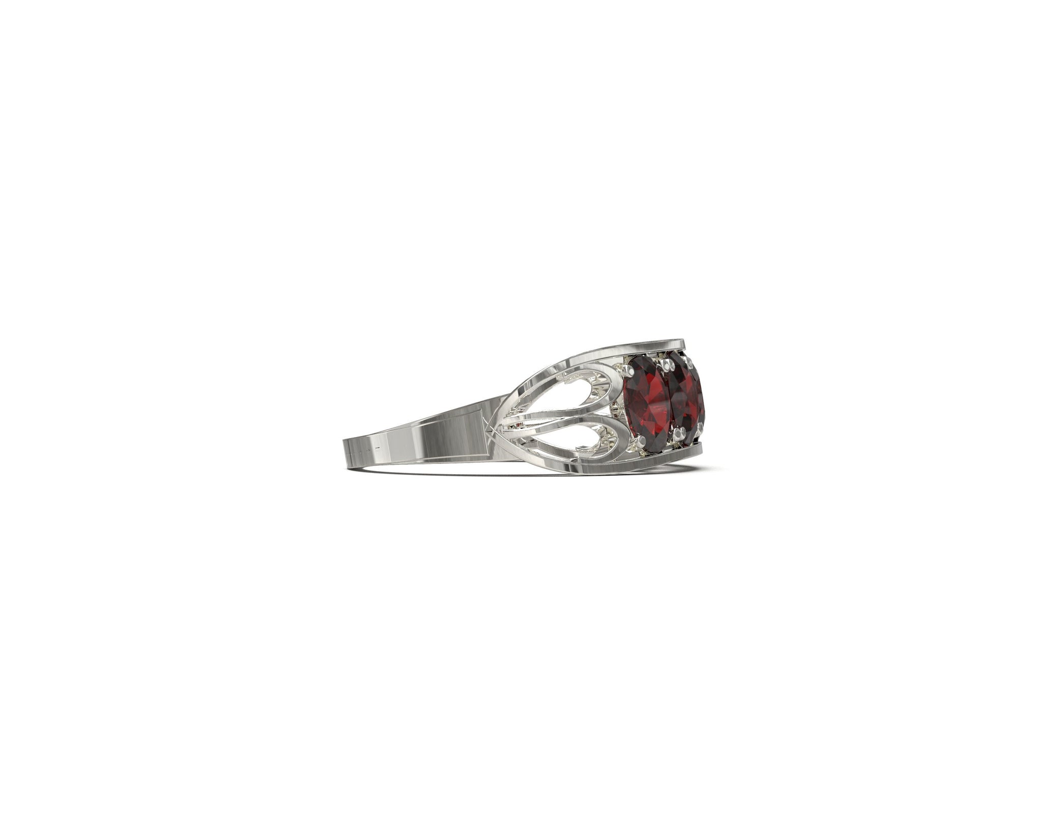 Silver Garnet Ring Natural Garnet Men Ring 5 Stone Garnet Ring 925 Sterling Silver Garnet Band Natural Garnet Ring January Birthstone Ring