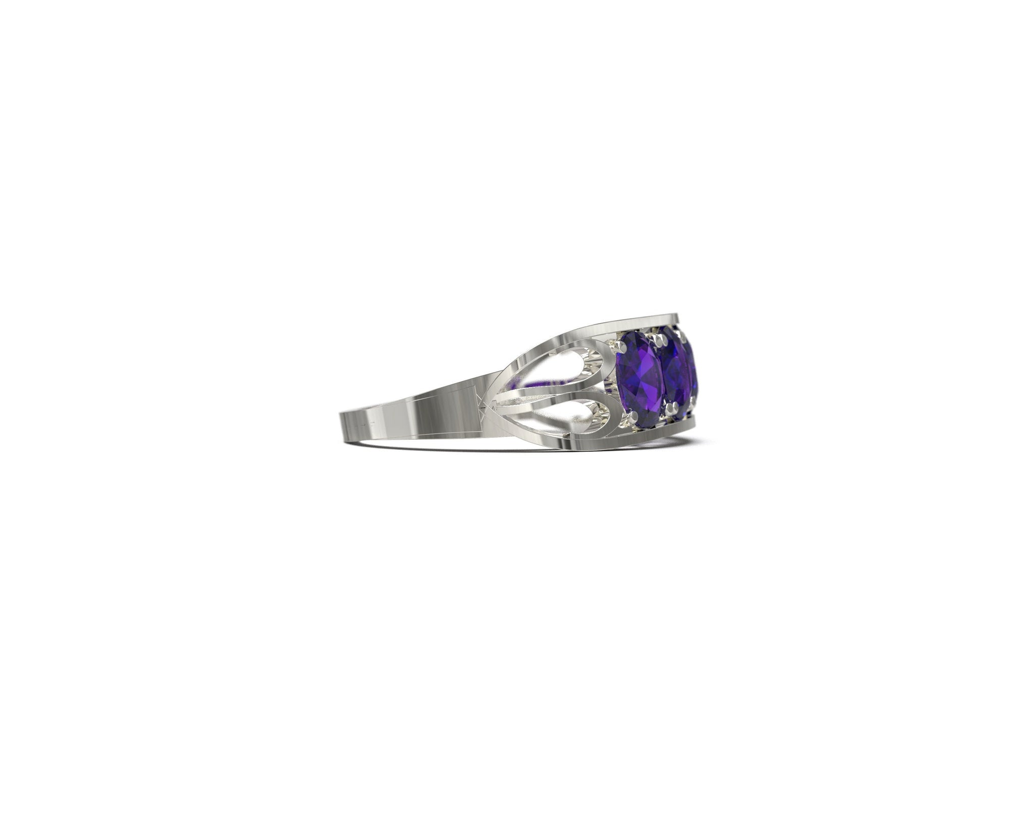 Silver Amethyst Ring Natural Amethst Men Ring 5 Stone Amethyst Ring 925 Sterling Silver Amethyst Band Natural Amethyst Ring February Ring